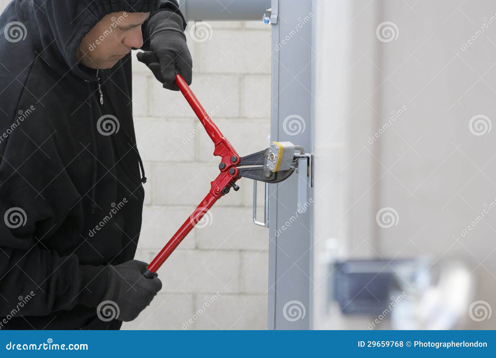 Thief Cutting Lock stock photo. Image of criminal, burglar 29659768