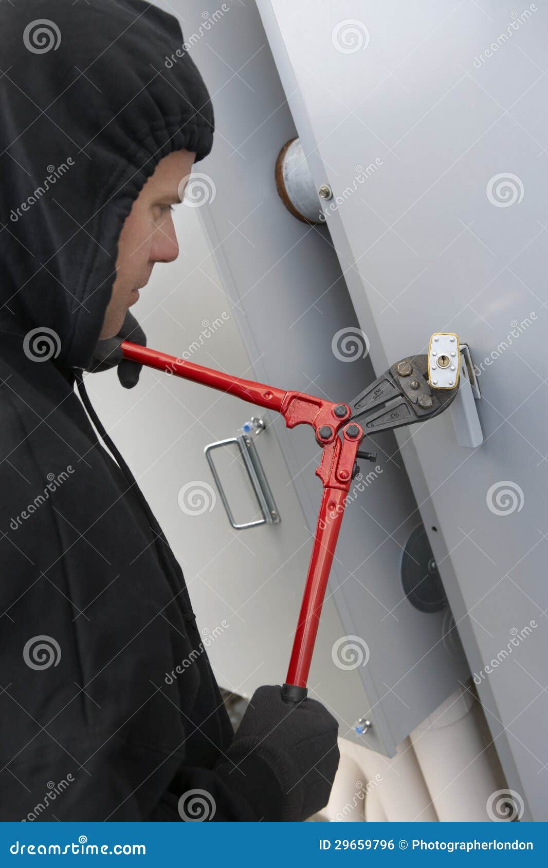 Thief Cutting Lock stock photo. Image of holding, robber 29659796