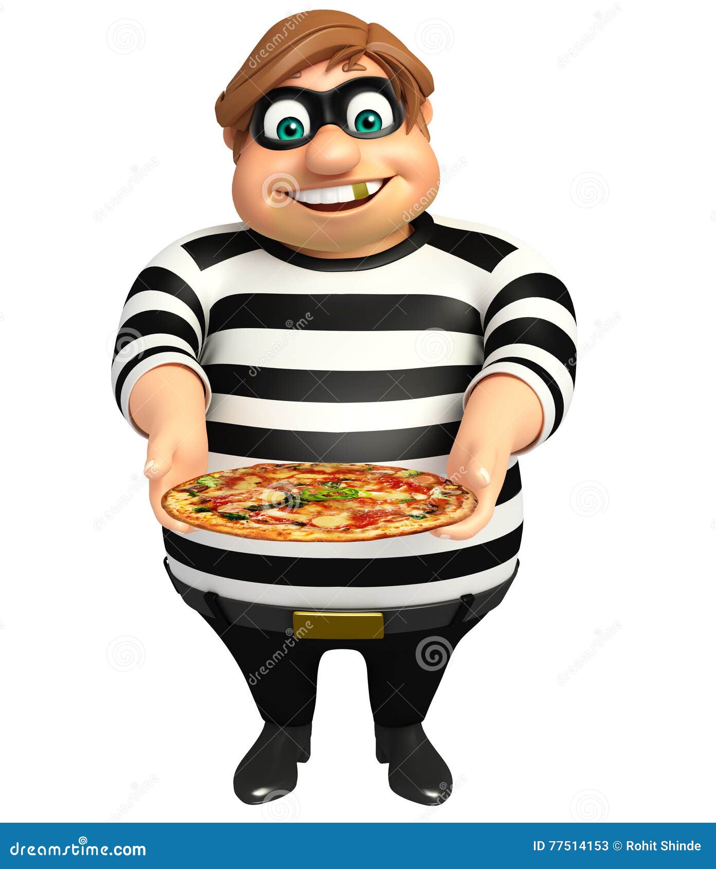 Thief with Pizza stock illustration. Illustration of crime 77514153