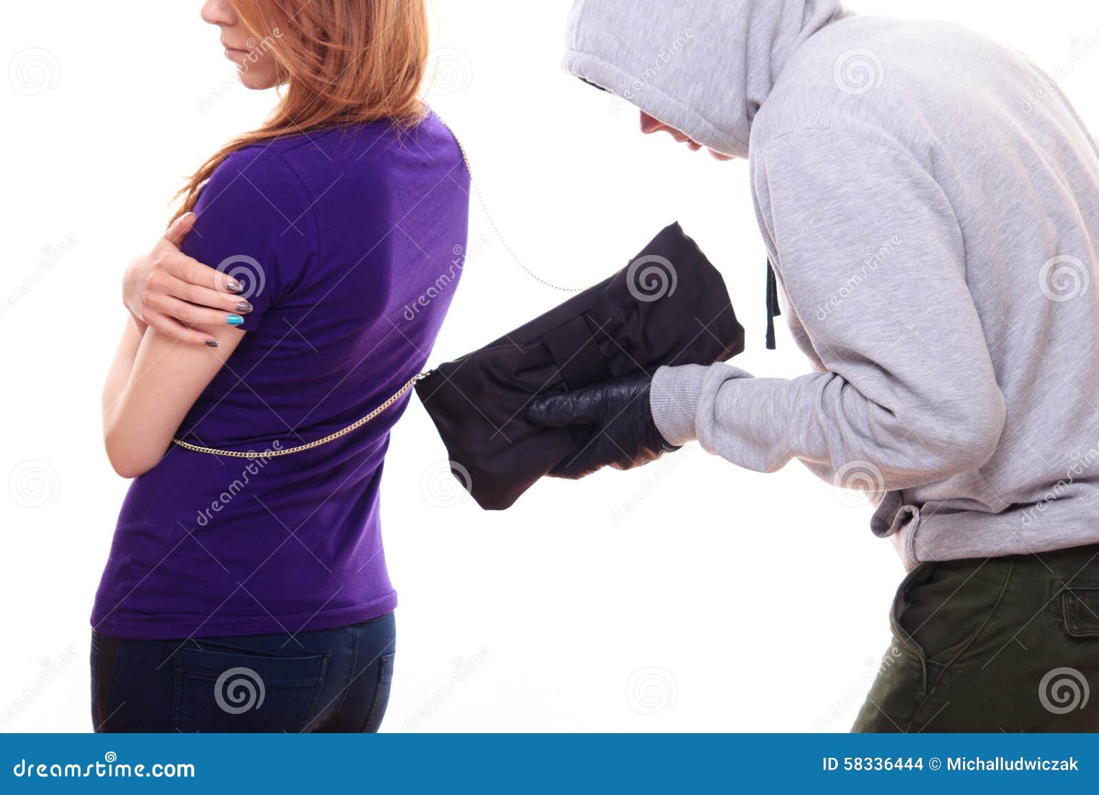 Thief steals woman s purse stock photo. Image of shot 58336444
