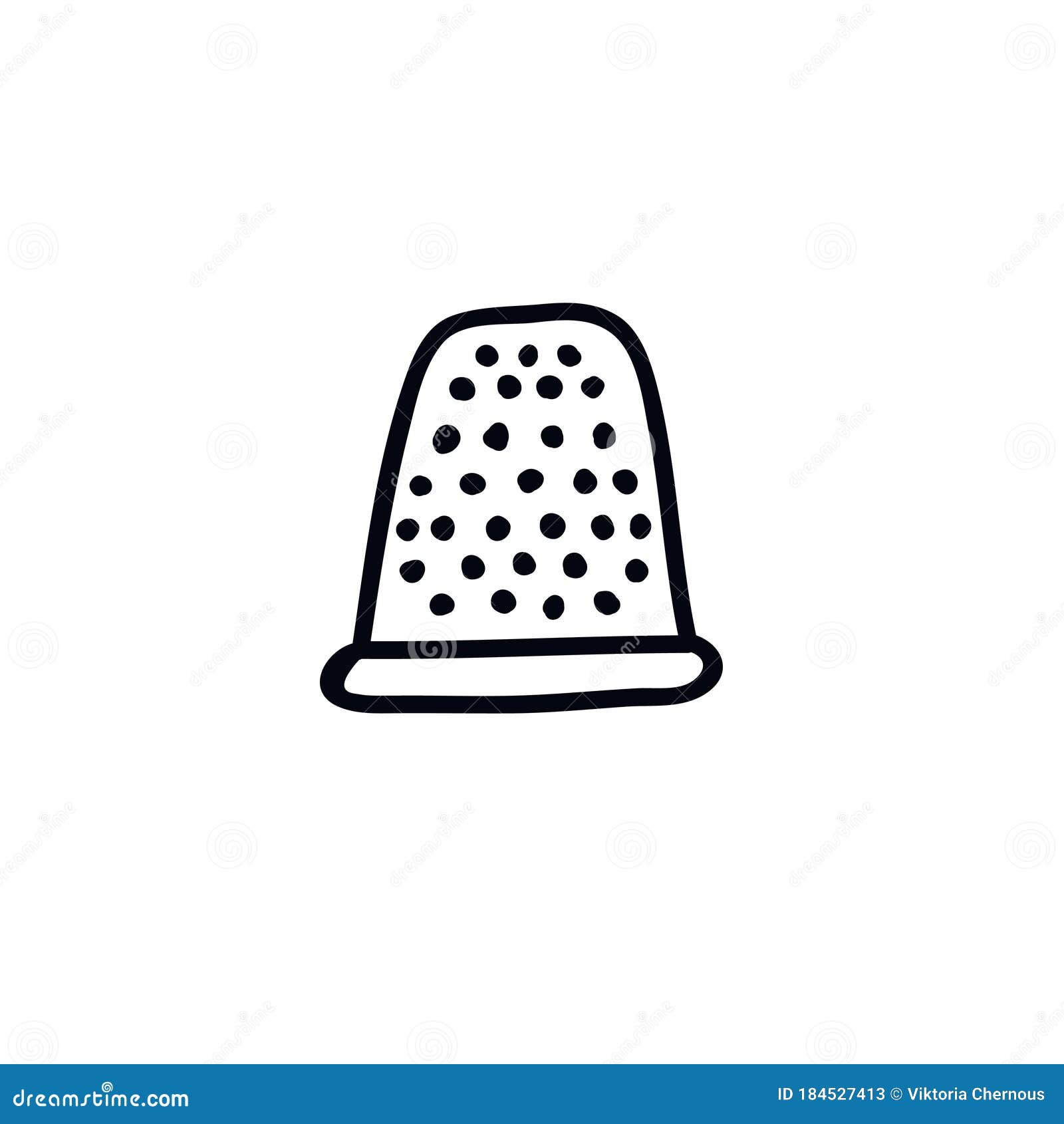 Thimble For Sewing. Hand Drawn Illustration Converted To Vector
