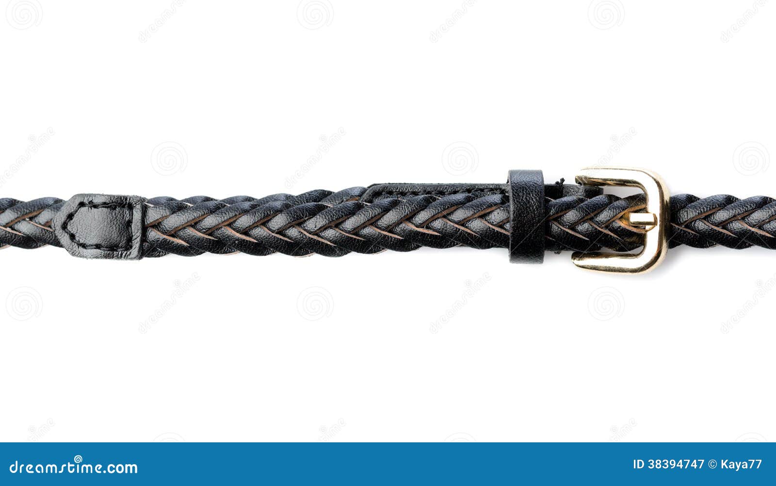 Thin Braided Leather Belt Female Buckle. Stock Image Image of black