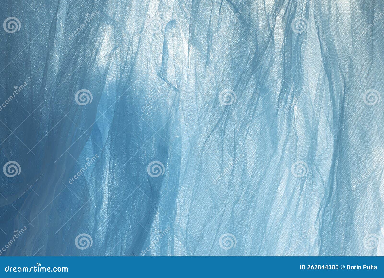 Thin Bright Blue Fabric, Soft Focus Close Up, Abstract Texture Stock