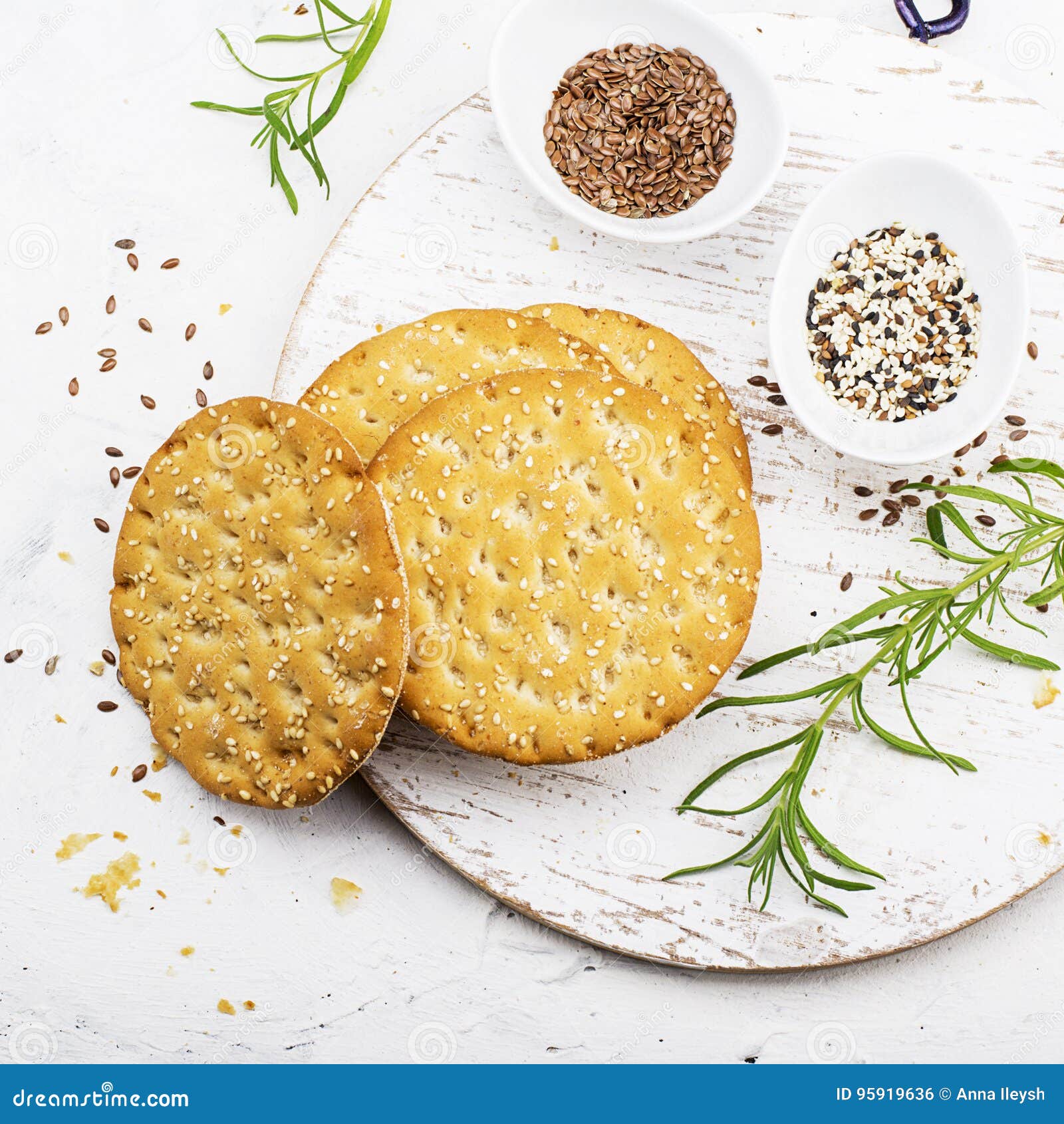 Thin Crispy Grain Breads for Breakfast with Flax Seeds and Sesame Seeds ...