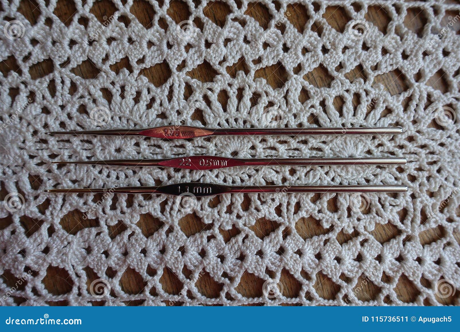 Thin Crochet Hooks on White Doily Stock Image Image of objects