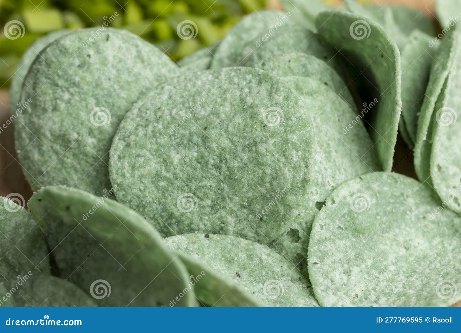 Thin and Delicious Green Potato Chips Stock Image Image of meal