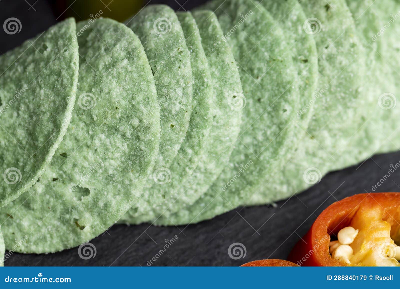 Thin and Delicious Green Potato Chips Stock Image Image of calories