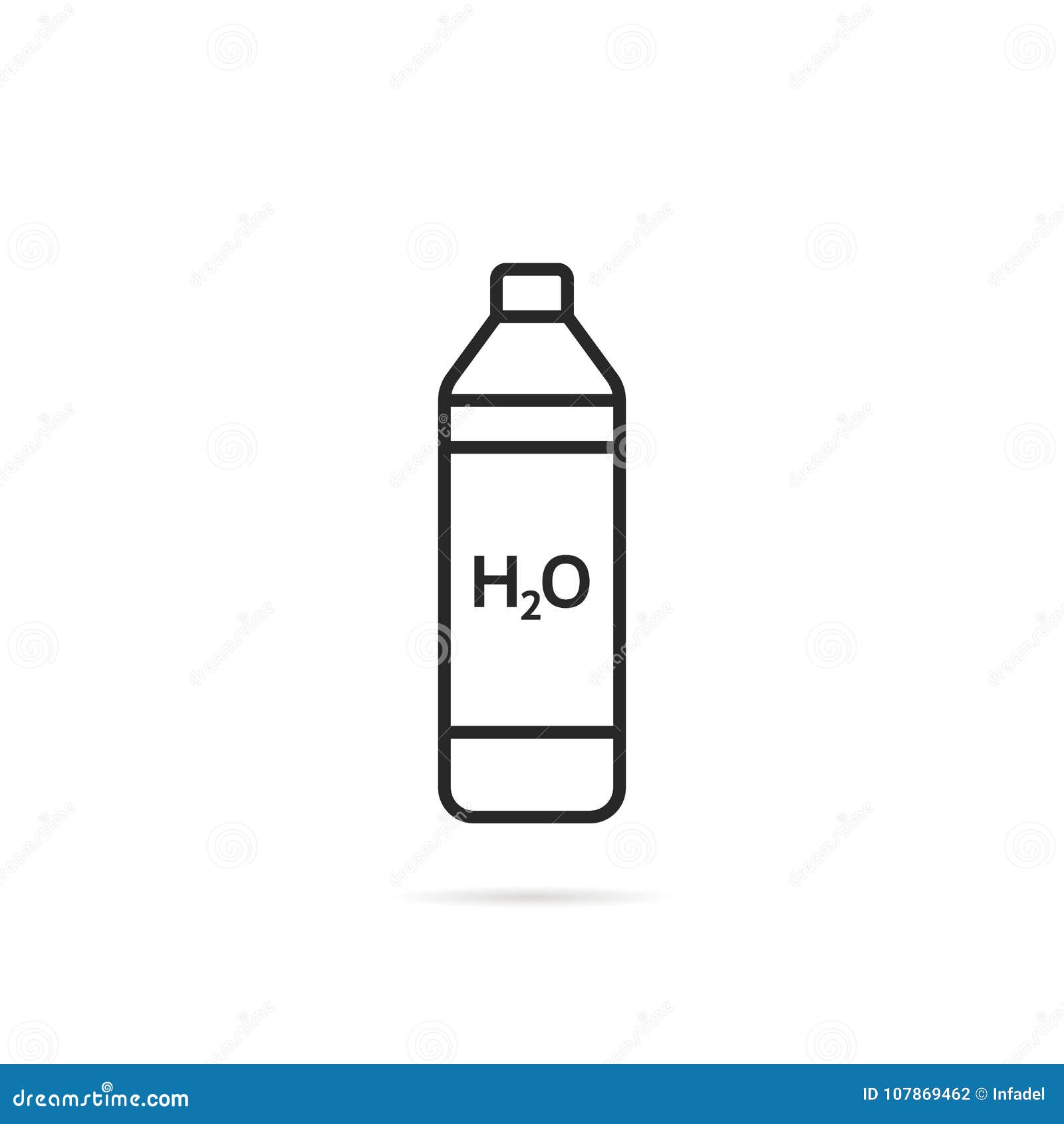 thin line bottle icon with shadow