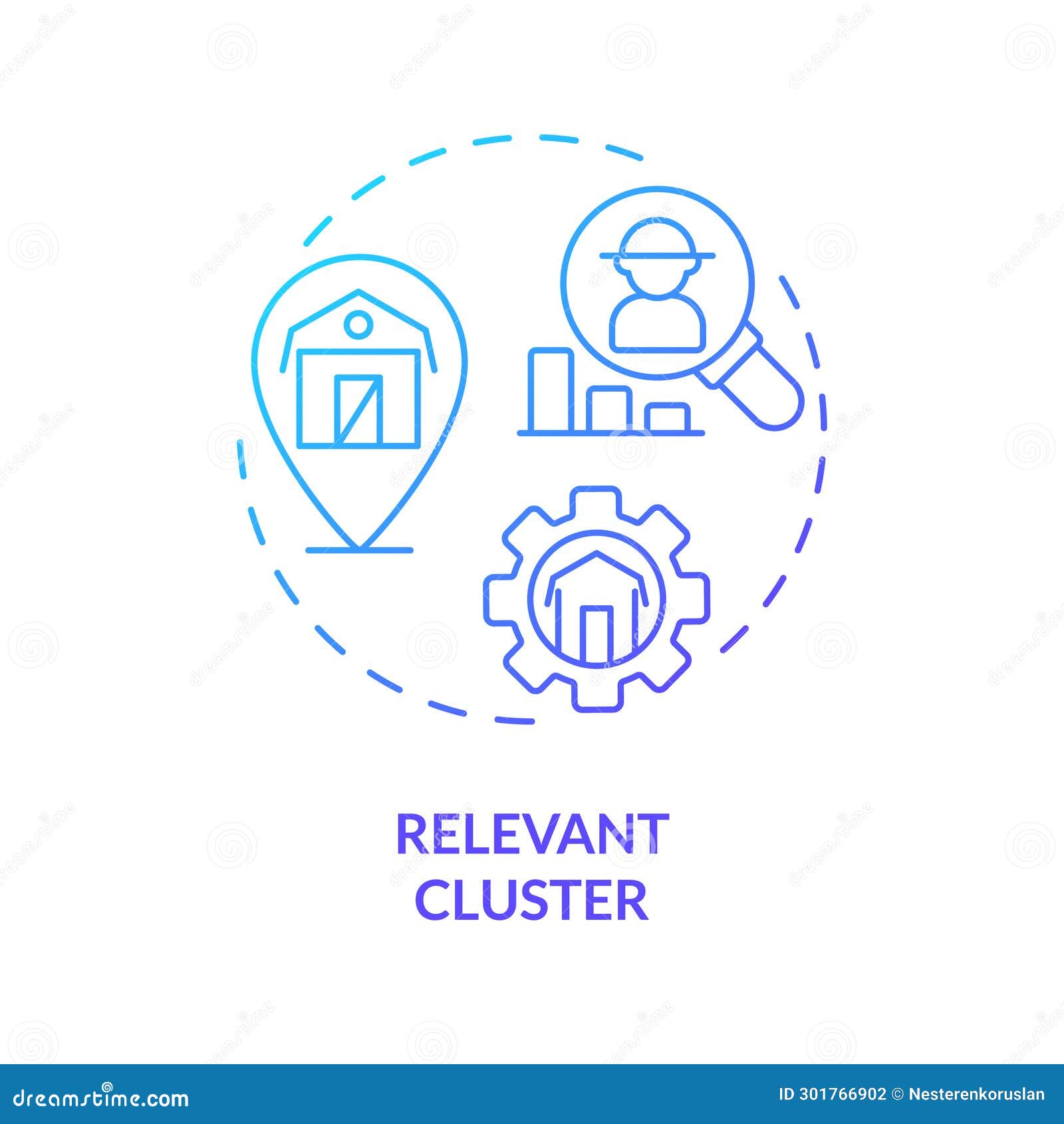 Thin Line Creative Gradient Relevant Cluster Icon Concept Stock Vector