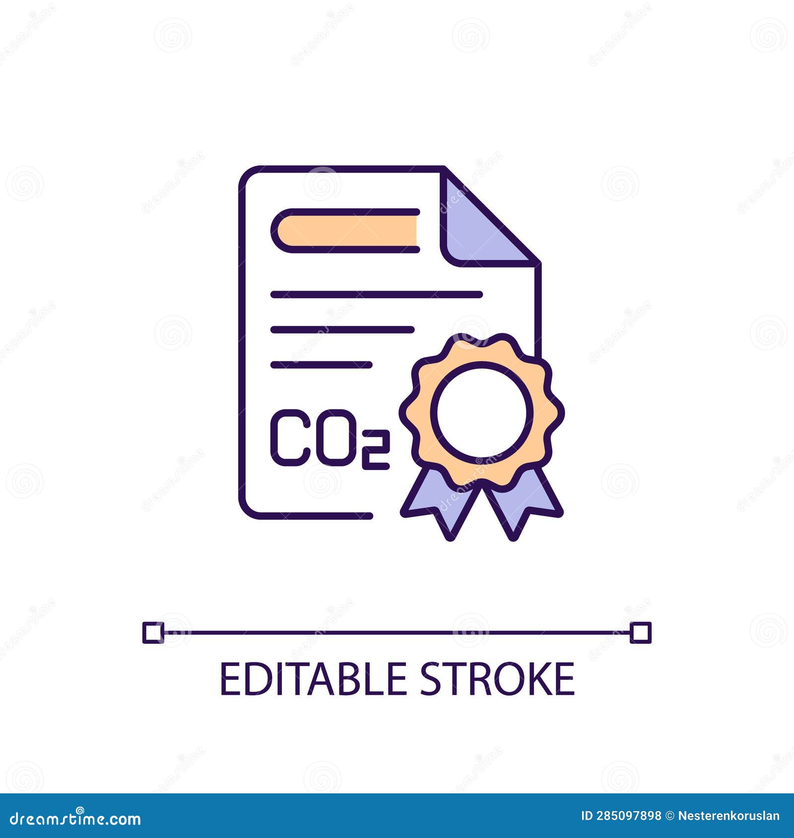 thin line emissions certificate concept icon