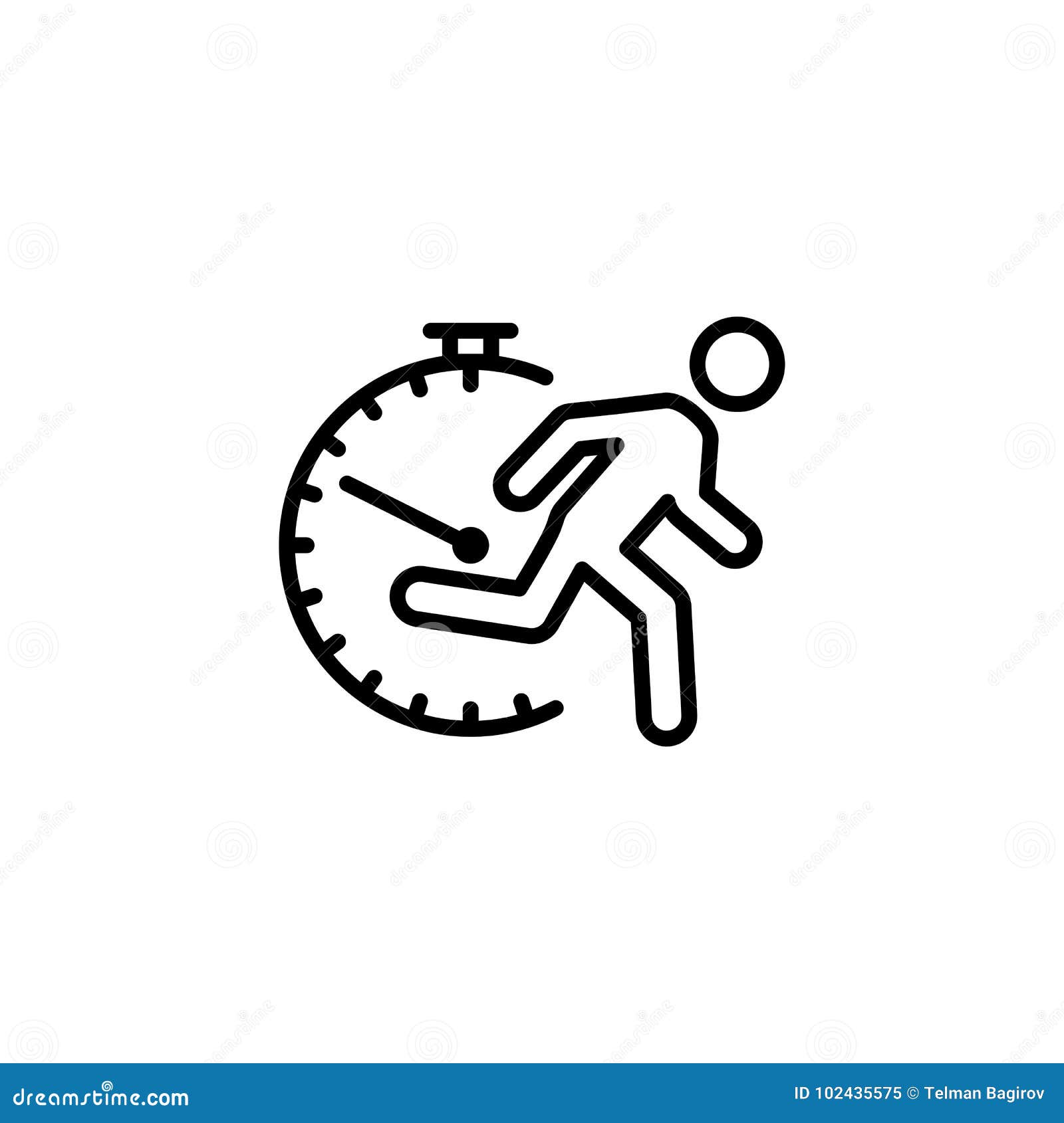 thin line fast running man icon on white