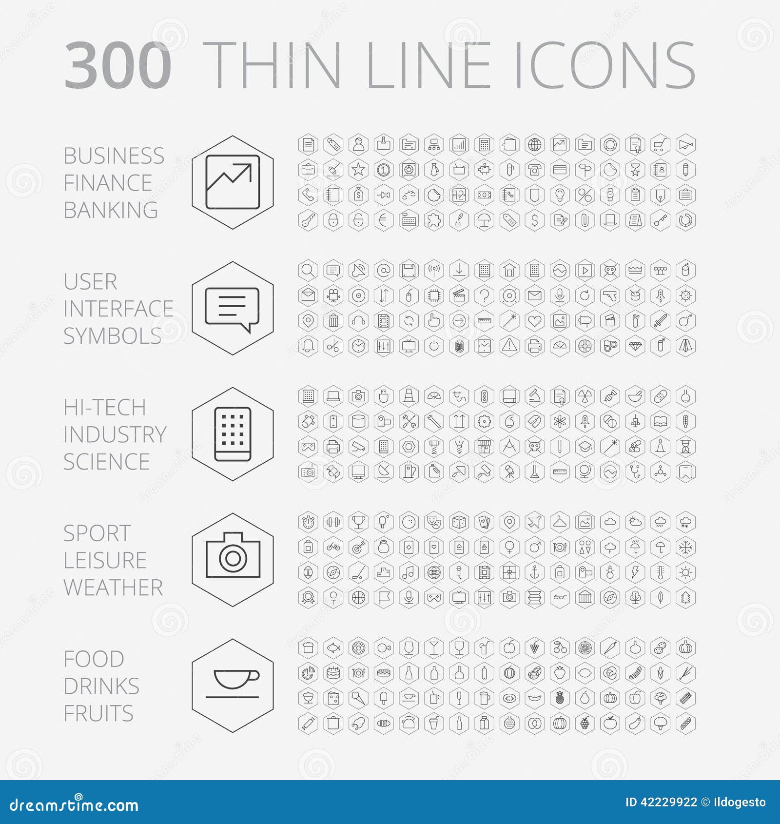 thin line icons for business, technology and leisure