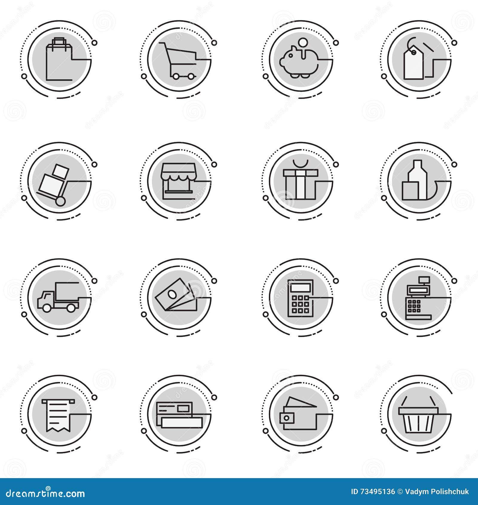 Thin line icons set of e-commerce, shopping, store, trade. Icons for branding website and mobile website and apps with simple stroke. Simple linear pictogram.