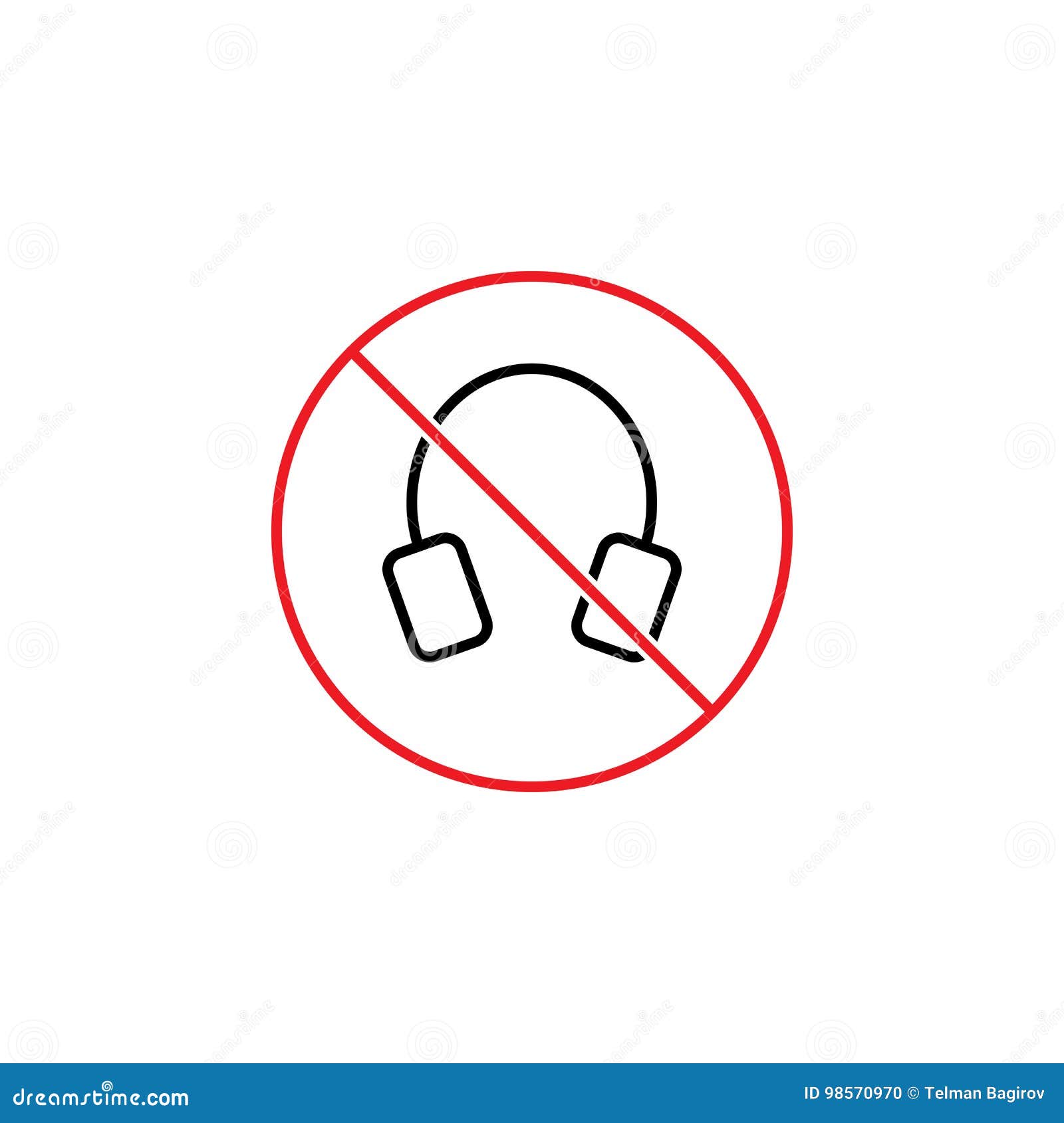 No Headphones Prohibition Sign Vector Illustration Cartoon Vector