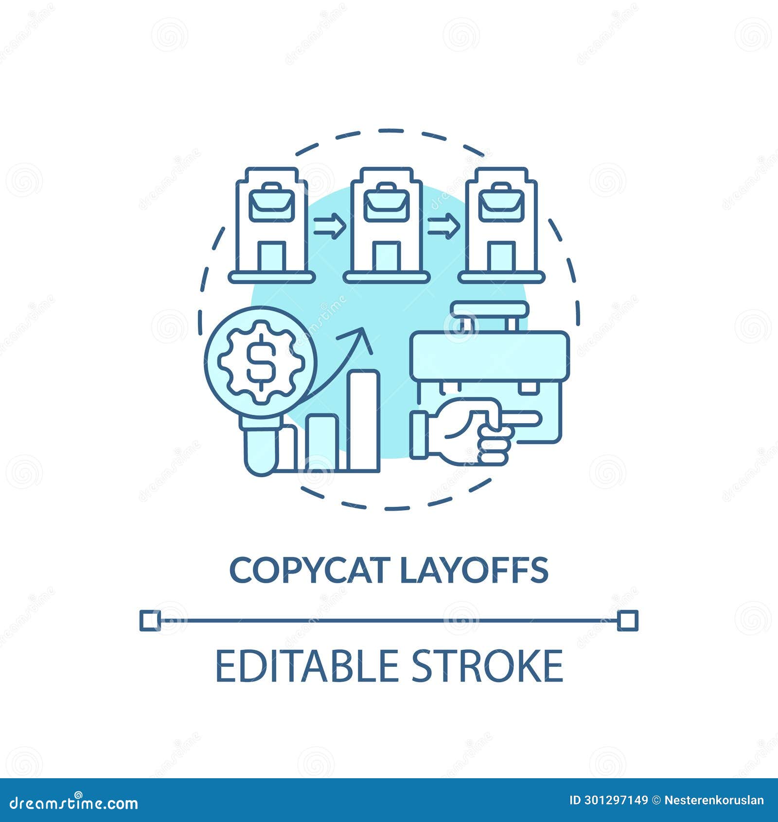 thin line simple blue copycat layoffs icon concept