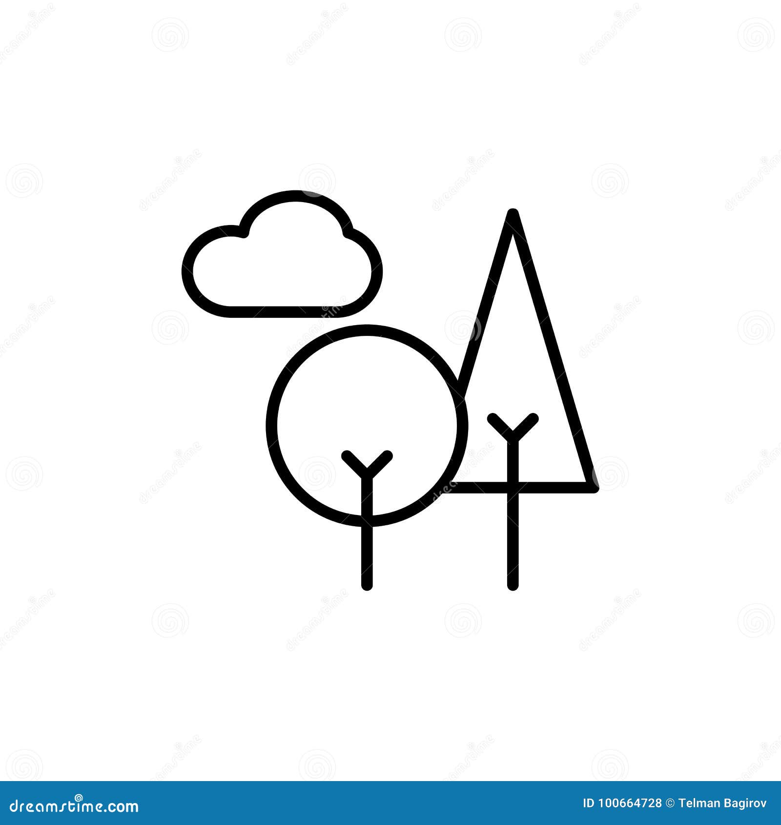 Thin line trees icon stock illustration. Illustration of plant - 100664728