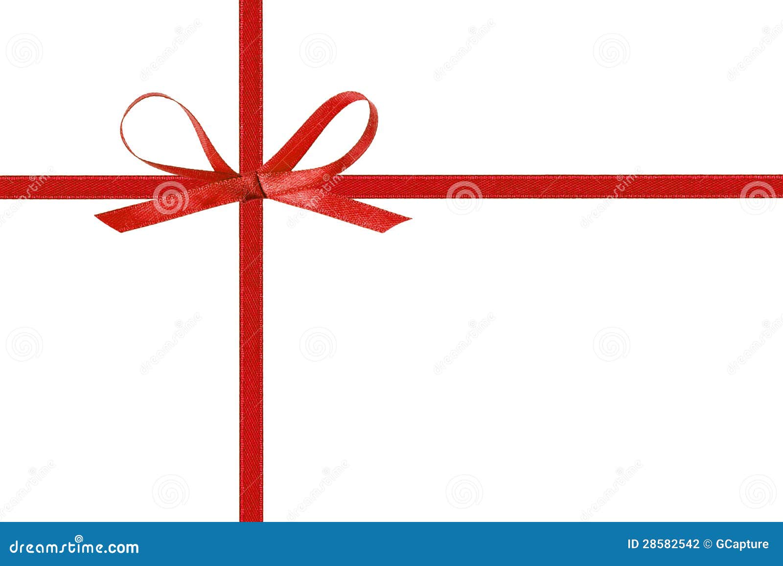 Thin Red Bow With Crossed Ribbon Stock Photo Image 28582542