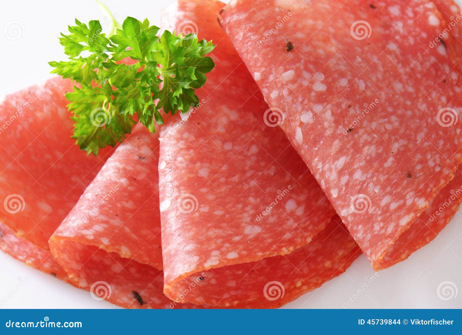 Thin salami slices stock photo. Image of cold, meat, slices 45739844