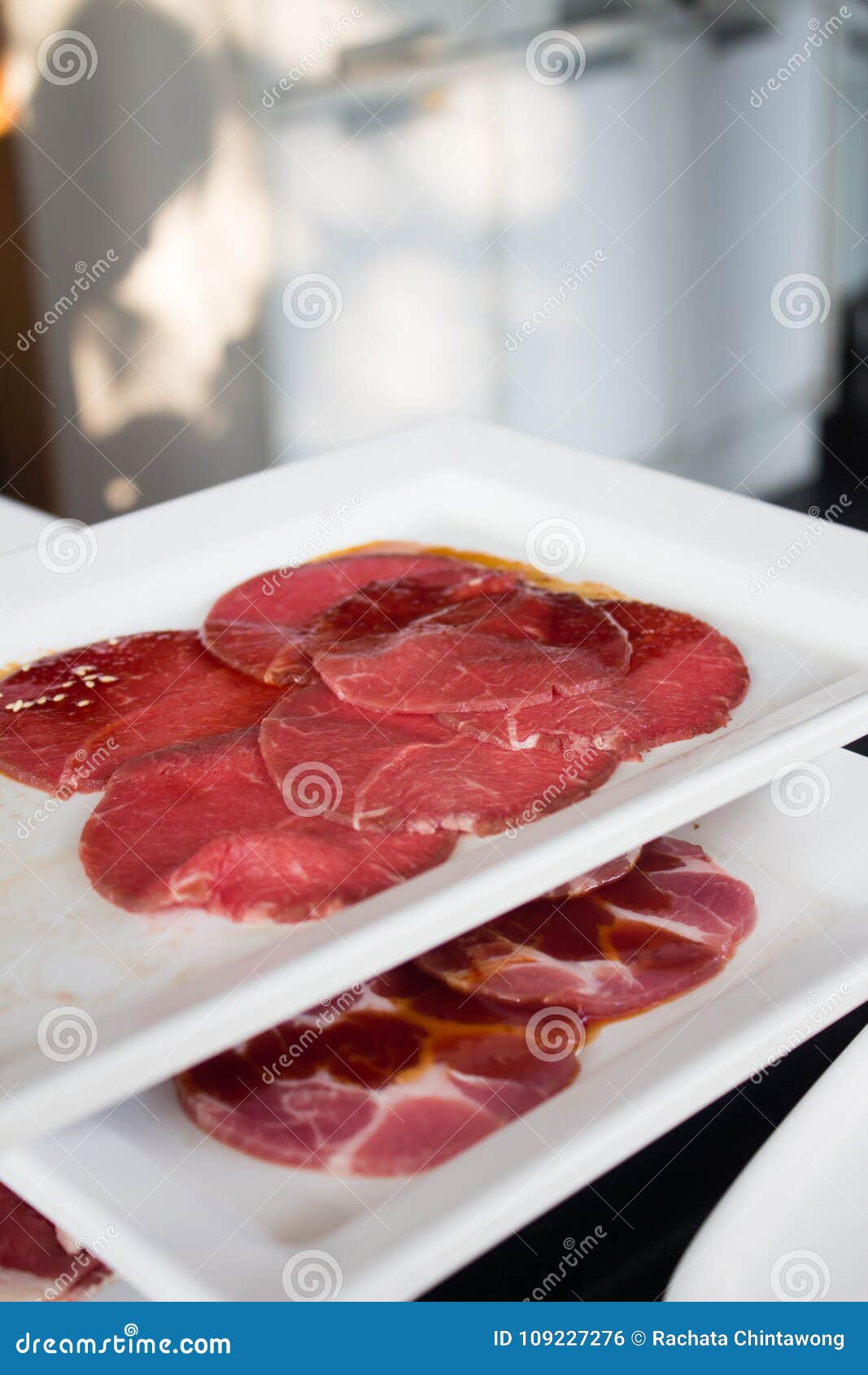 Thin Slice Meat for Korean Barbecue on a White Plate Stock Photo Image of beef, kitchen 109227276