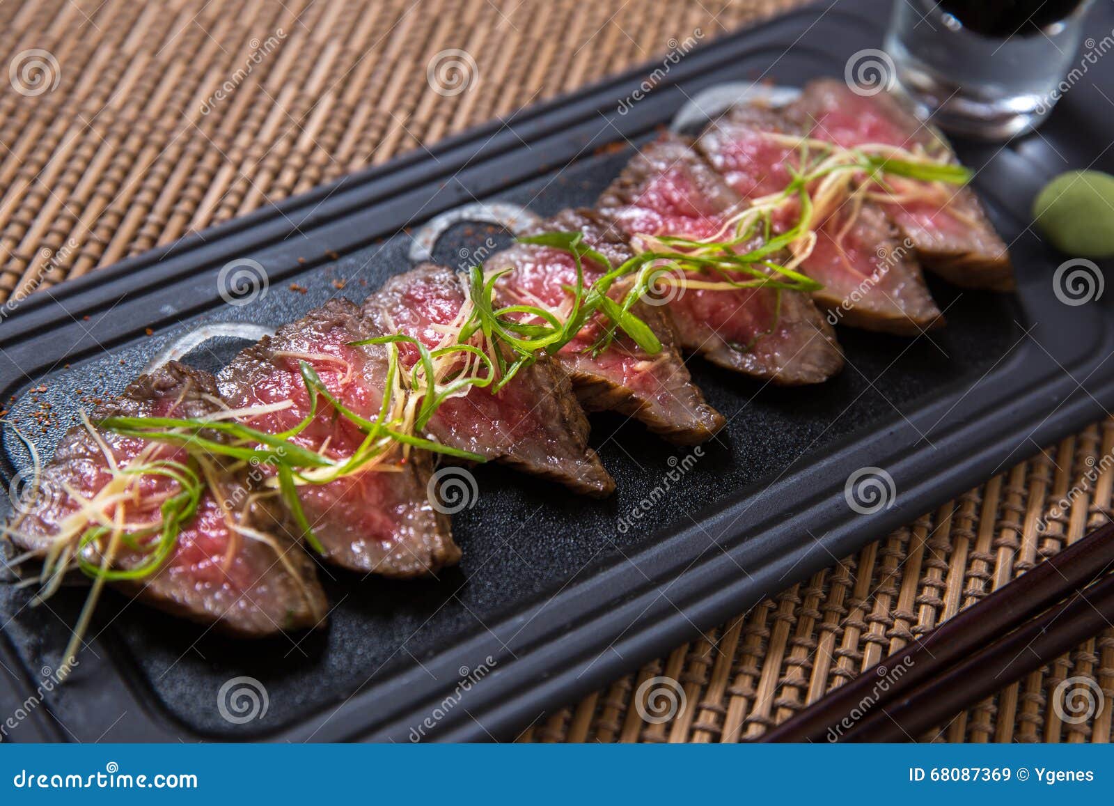 thin slices of kobe beef