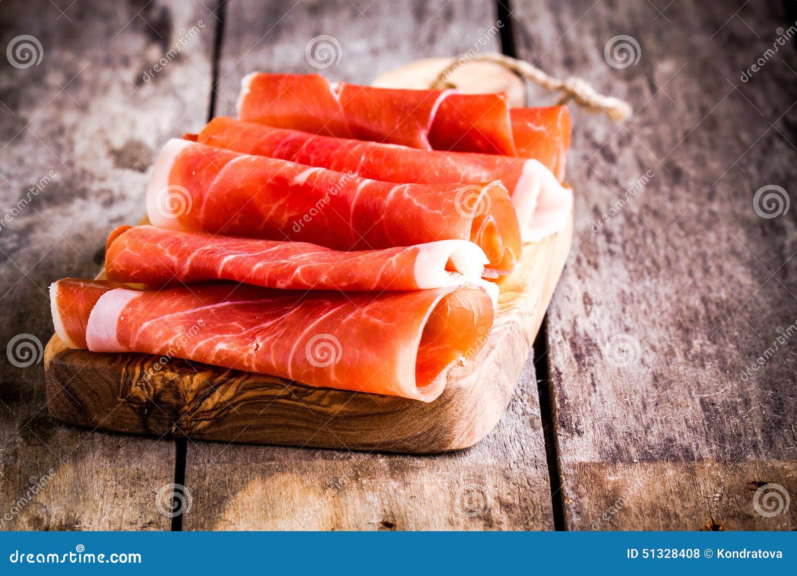 Thin Slices of Prosciutto on a Cutting Board Stock Photo Image of