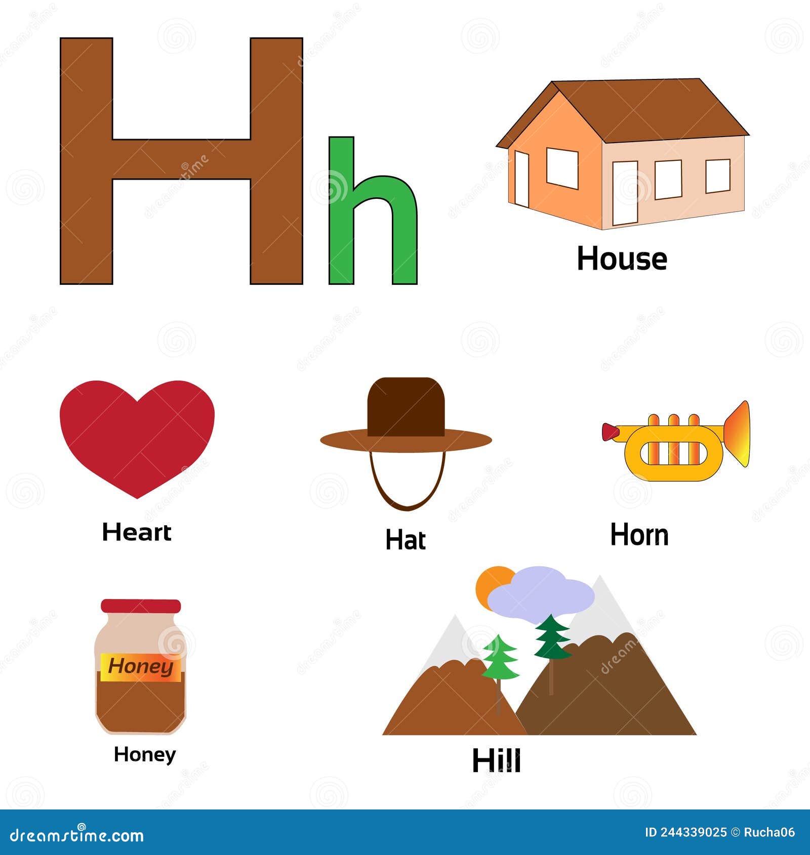 Things Starting from Alphabet H Stock Vector - Illustration of horn ...