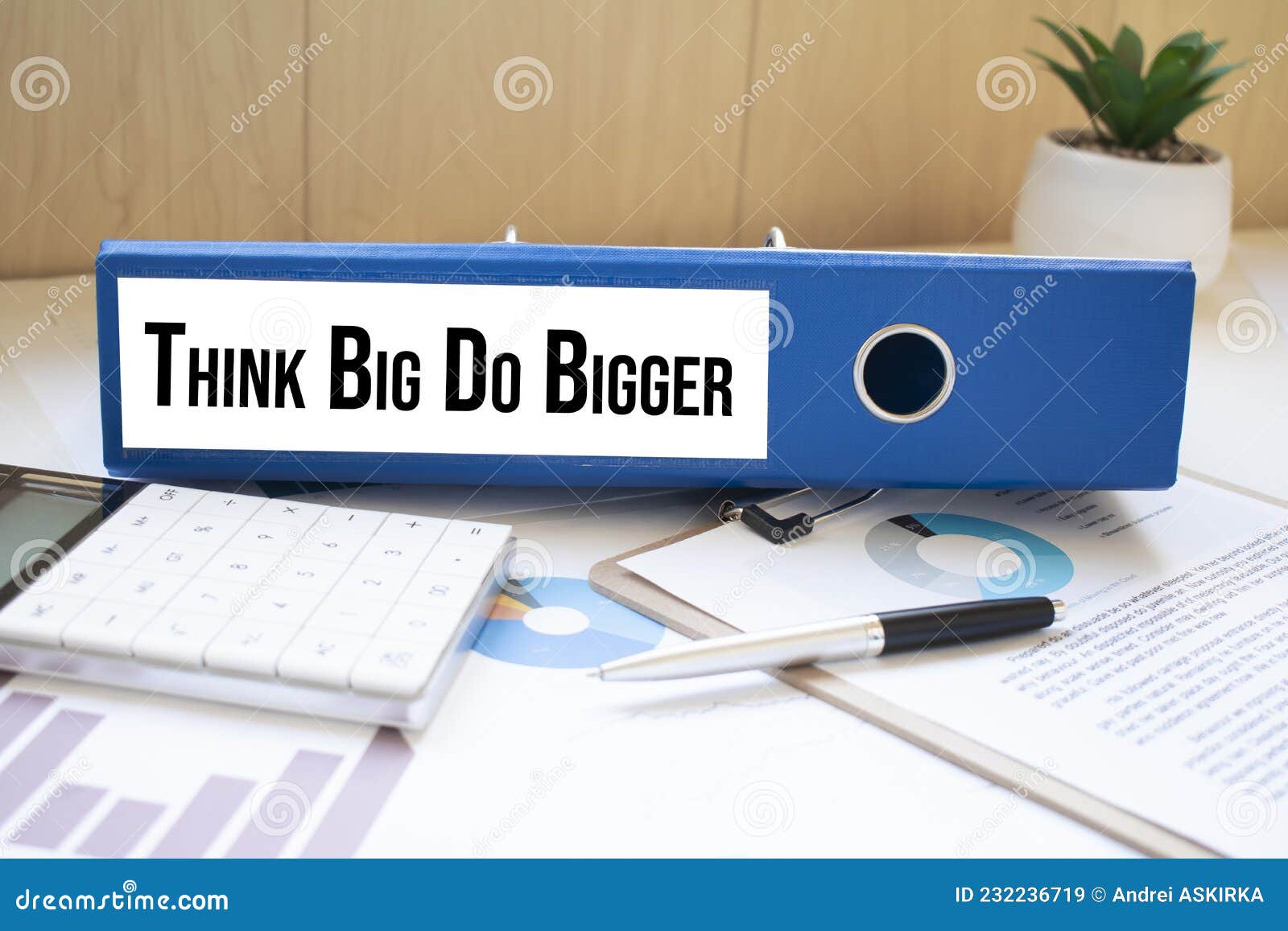 Think Big Do Bigger Words on Labels with Document Binders Stock Image