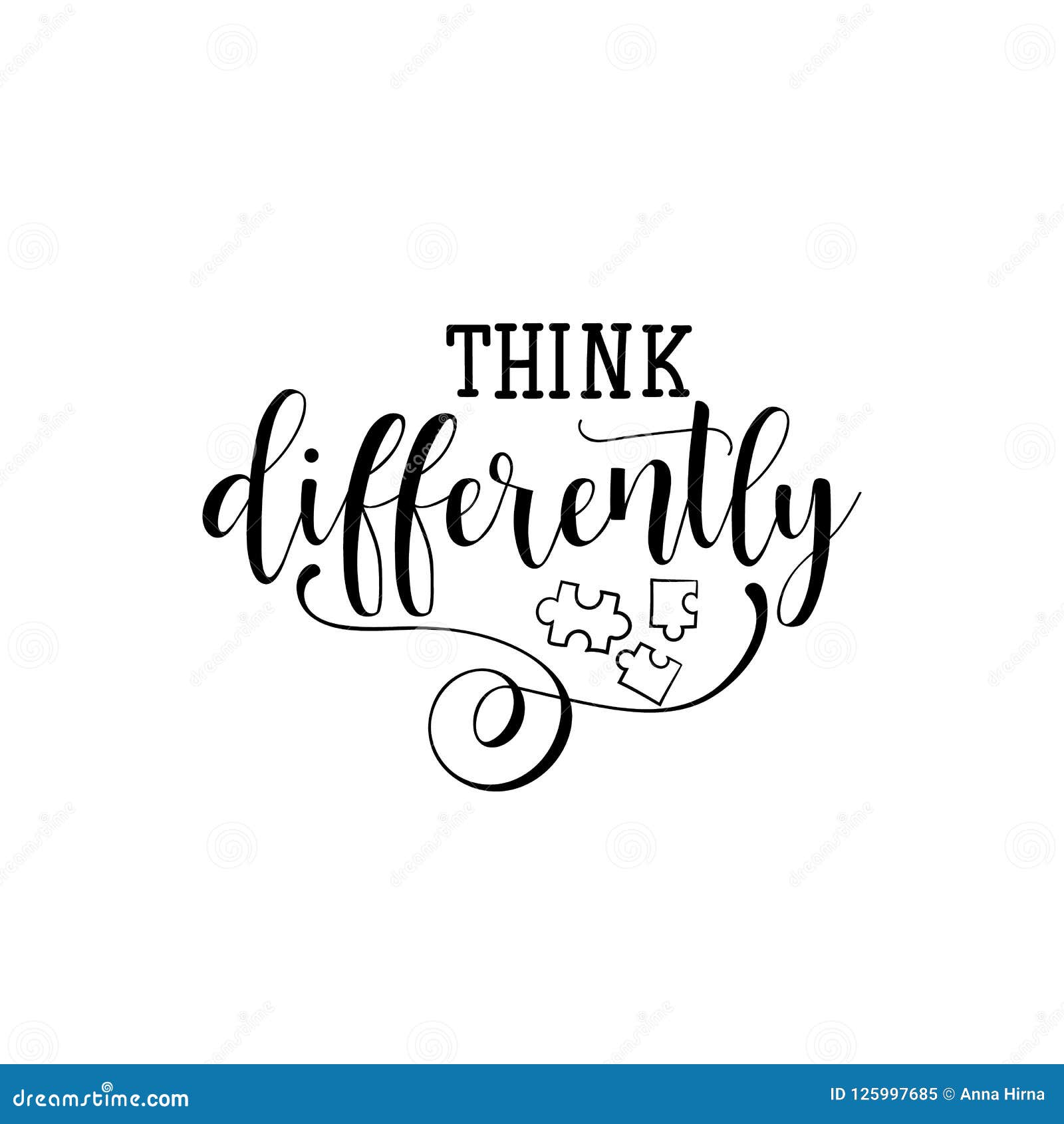 Think Differently Lettering World Autism Awareness Day Quote To Design Greeting Card Poster Banner T Shirt Stock Illustration Illustration Of Month Creativity 125997685