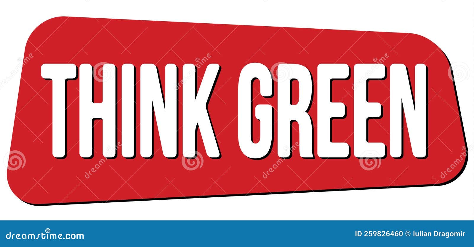 THINK GREEN Text on Red Trapeze Stamp Sign Stock Illustration