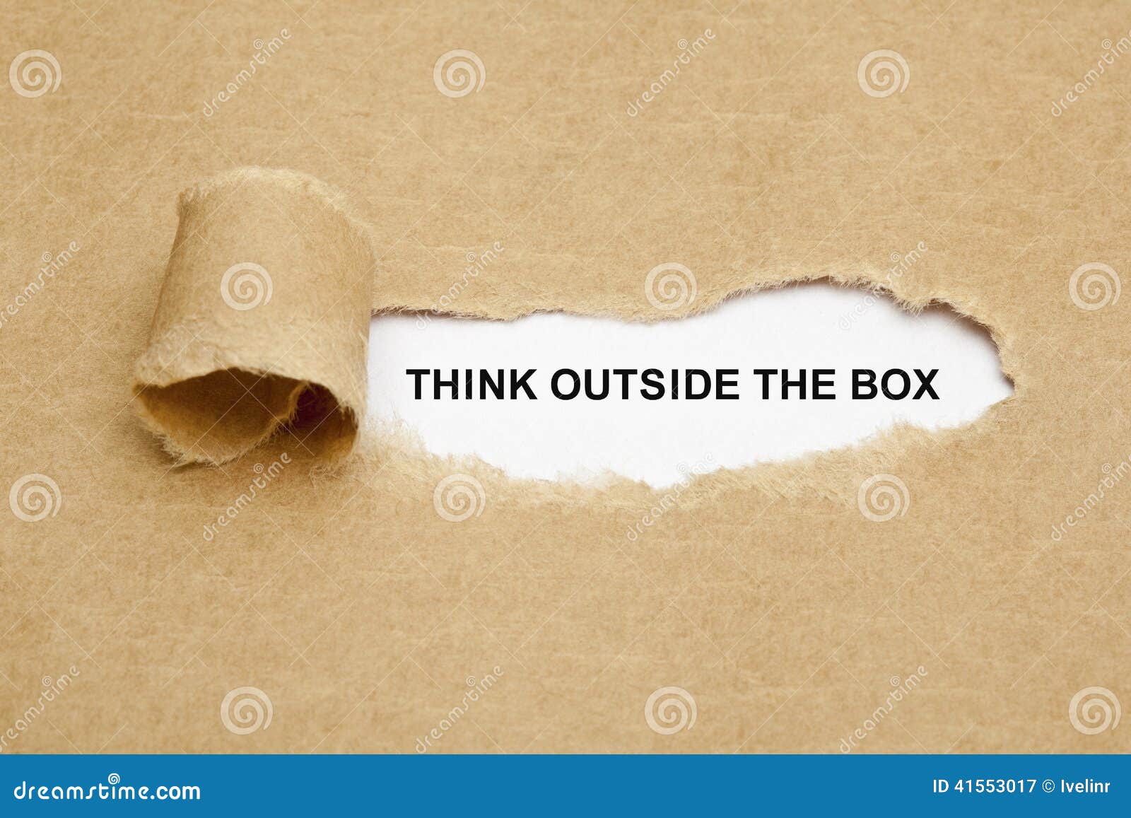 think outside the box torn paper