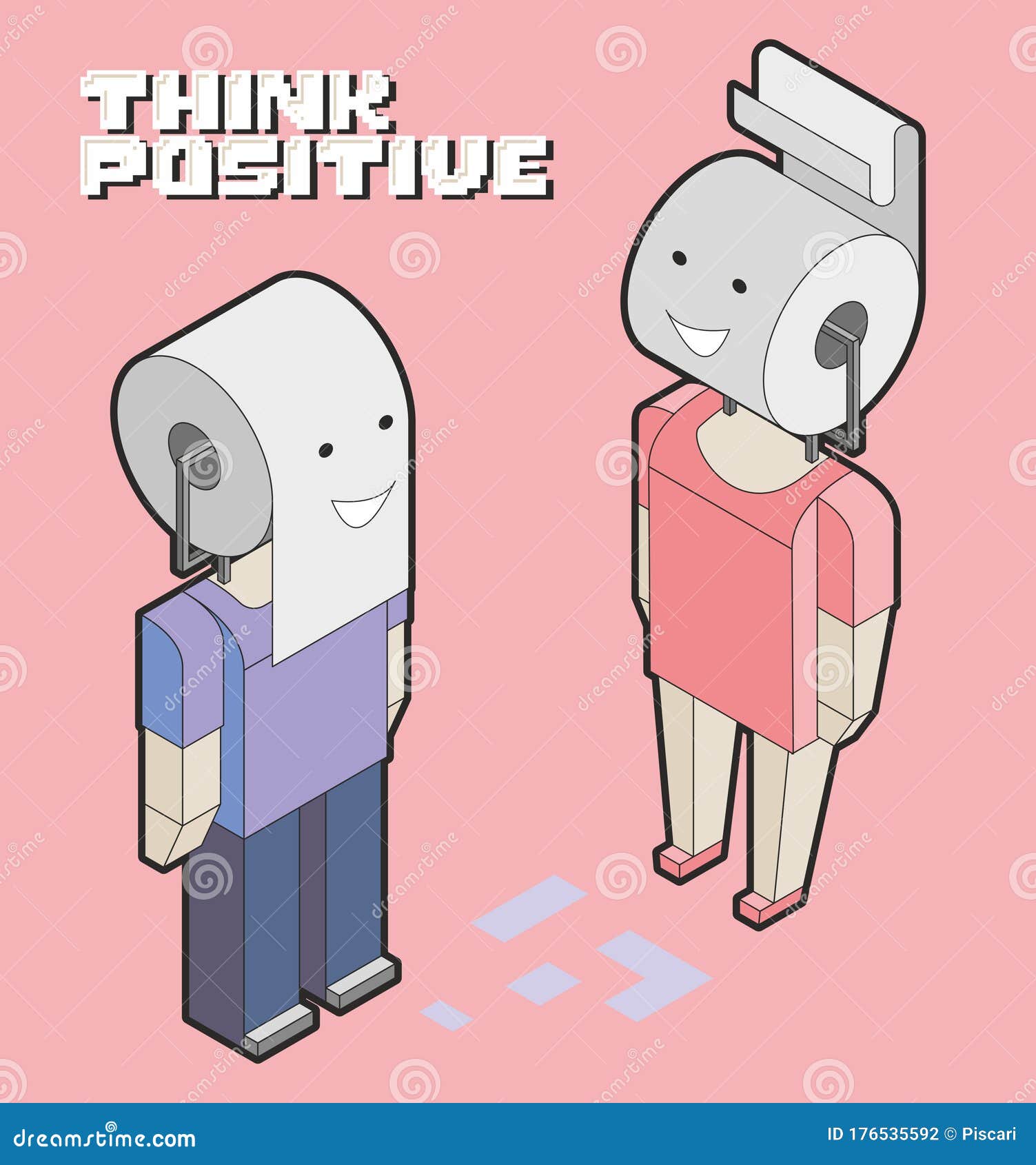 Think Positive. Isometric Funny Cartoon Characters of Man and Woman, Foolish Person Concept Stock Photo - Image of face, coronavirus: 176535592 Think Positive. Isometric Funny Cartoon Characters of Man and Woman, Foolish Person Concept Stock Photo - Image of face, coronavirus: 176535592