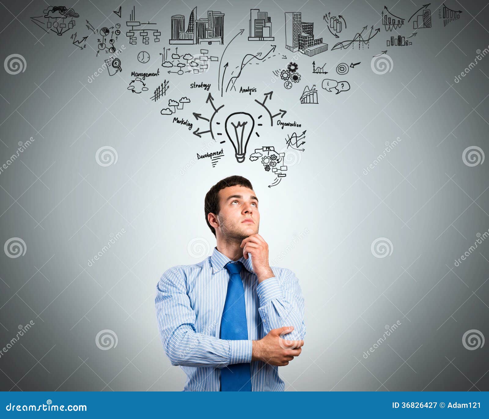 Thinking business man stock image. Image of hand, career - 36826427