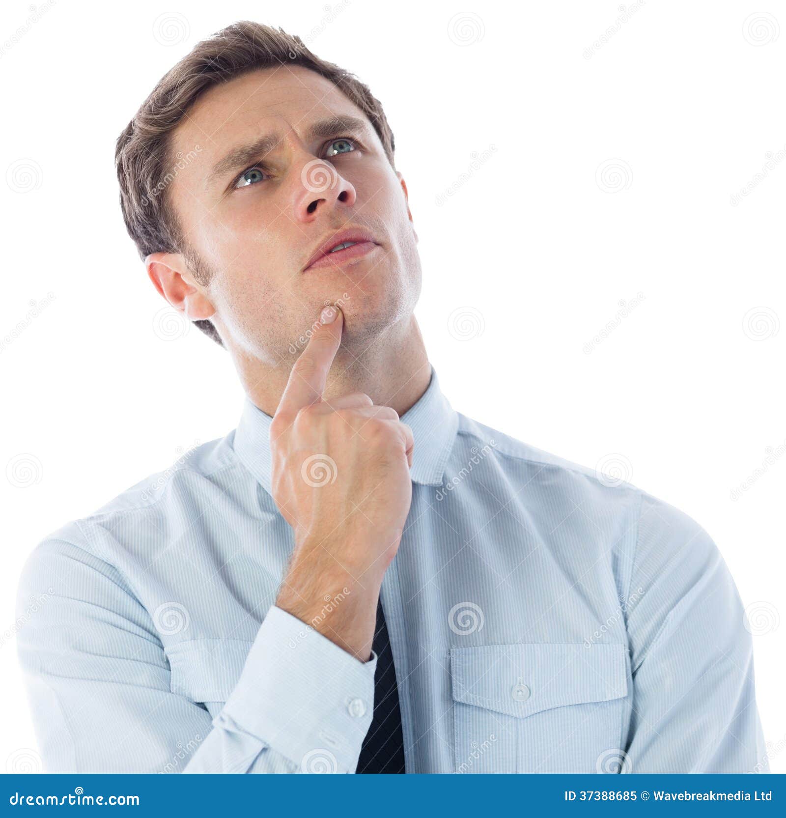 Thinking Businessman with Finger on Chin Stock Image - Image of ...