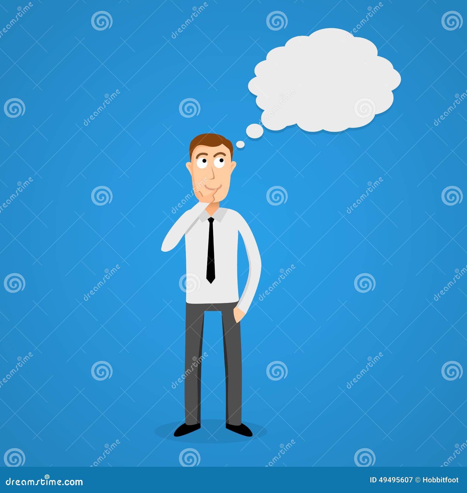 Thinking Cloud And Cartoon Business Man. Stock Vector - Illustration of