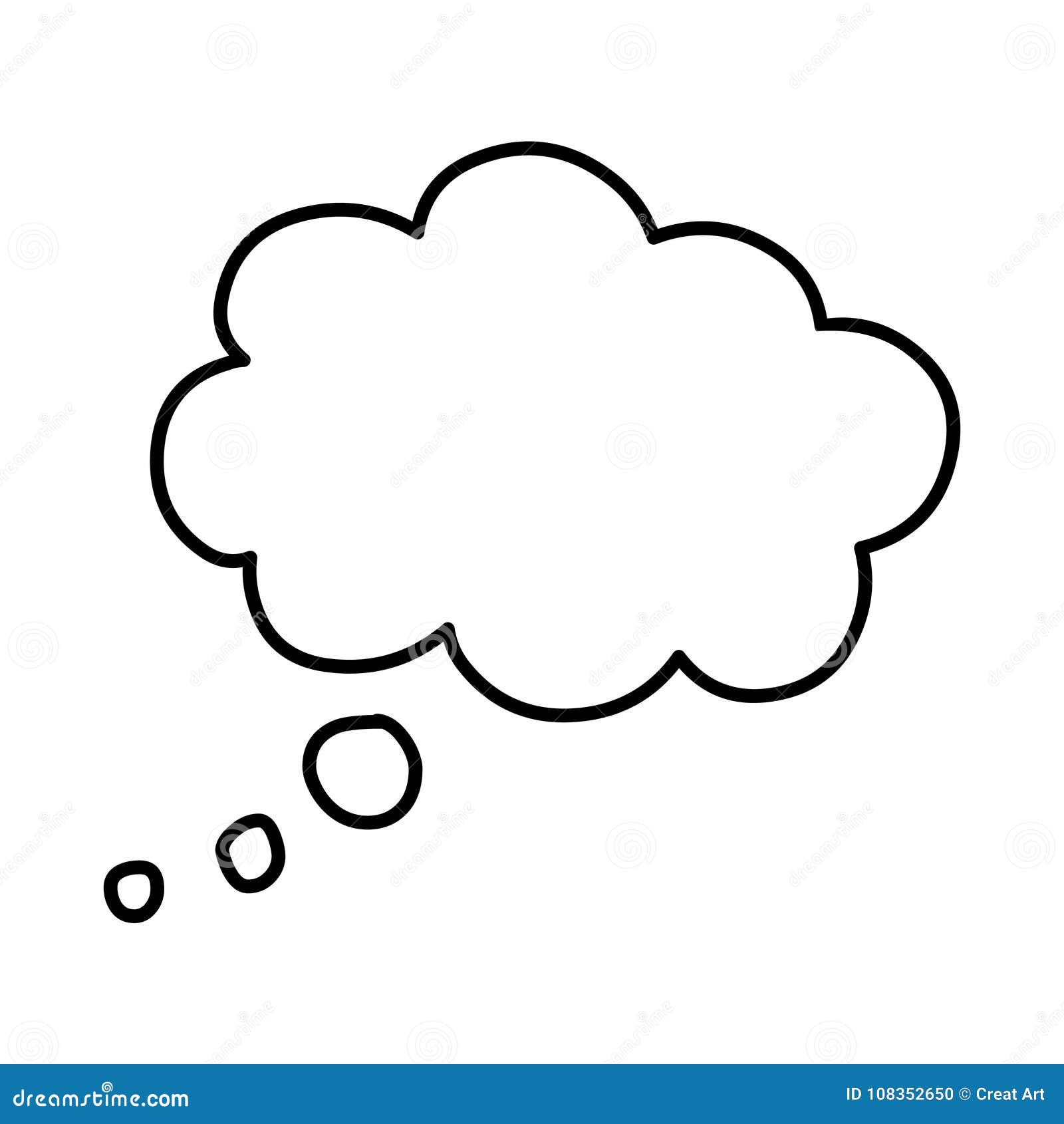 Thinking Cloud,Thought Cloud.Vector Line Art Of Thought Cloud. Stock