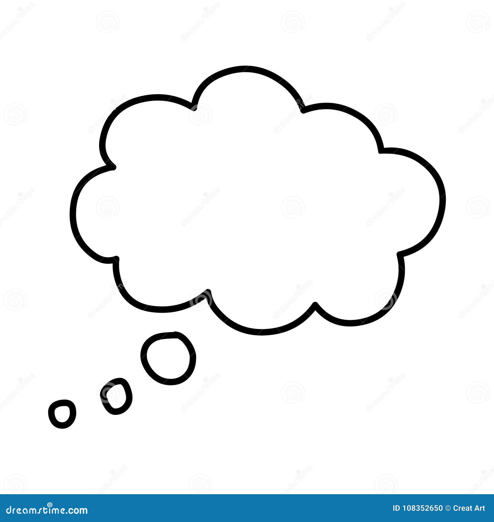 Thinking Cloud,Thought Cloud.Vector Line Art of Thought Cloud. Stock