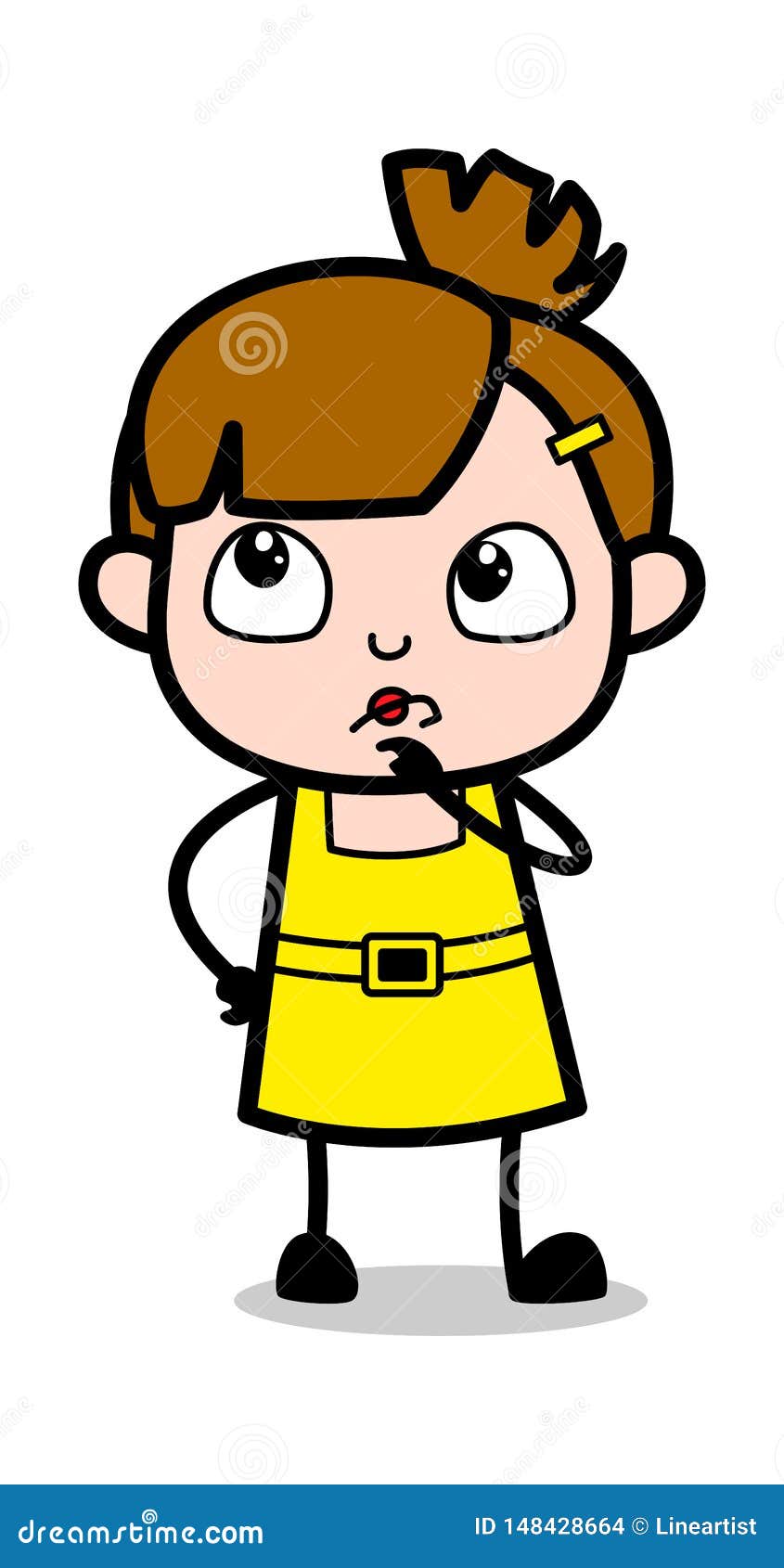 Thinking - Cute Girl Cartoon Character Vector Illustration Stock  Illustration - Illustration of curious, cute: 148428664
