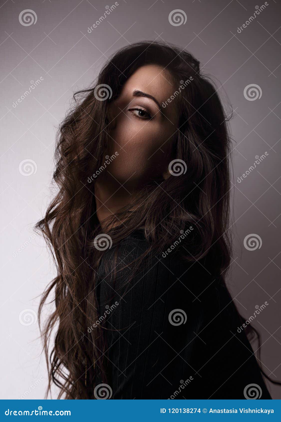 Thinking Emotional Beautiful Woman in Profile Looking Down with Stock Image  - Image of adult, female: 120138289
