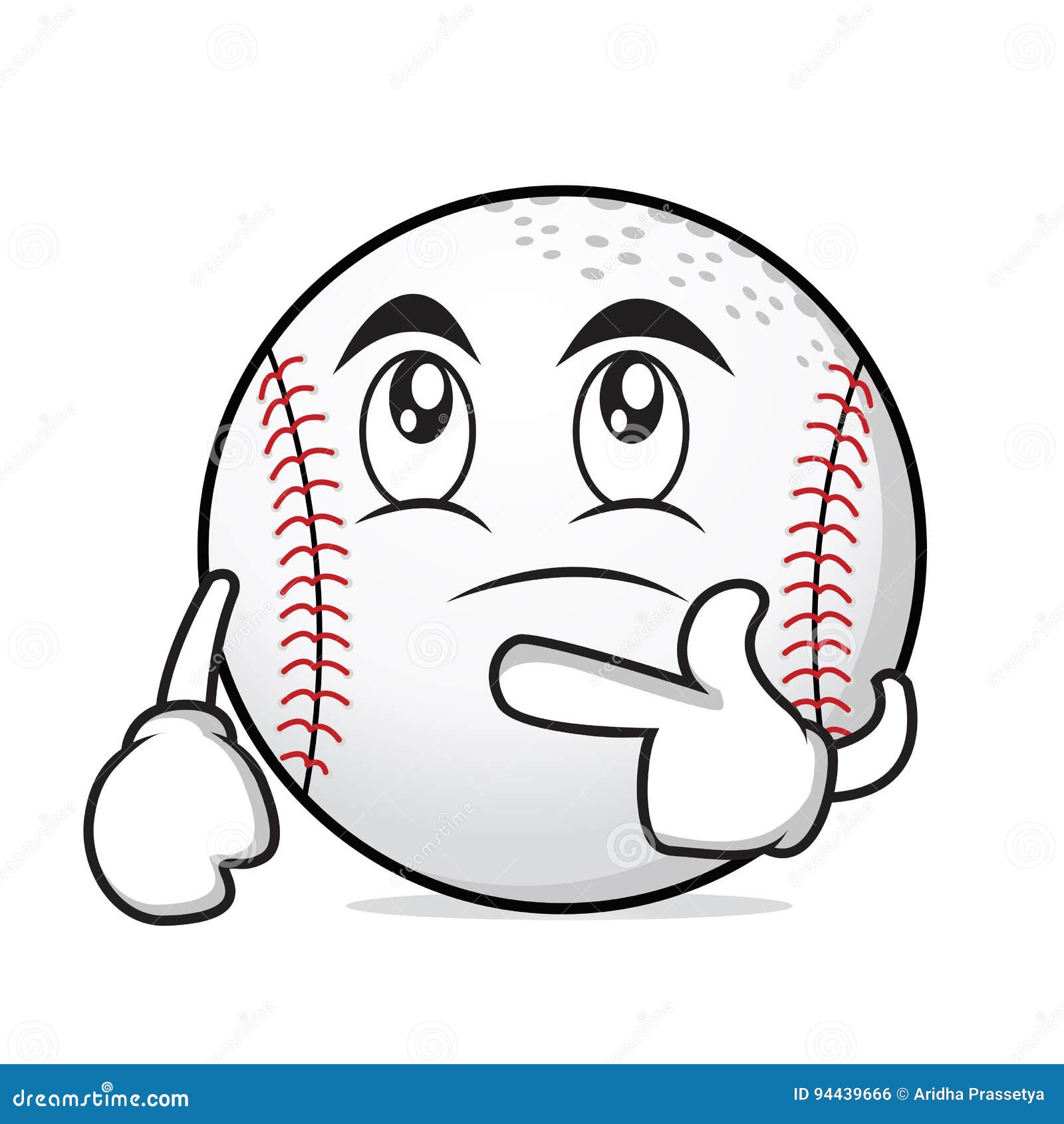Thinking Face Baseball Cartoon Character Stock Vector - Illustration of  collection, cute: 94439666