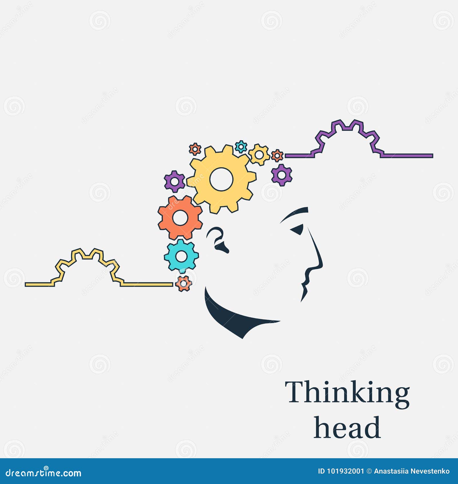 Thinking head vector stock vector. Illustration of brainstorm - 101932001