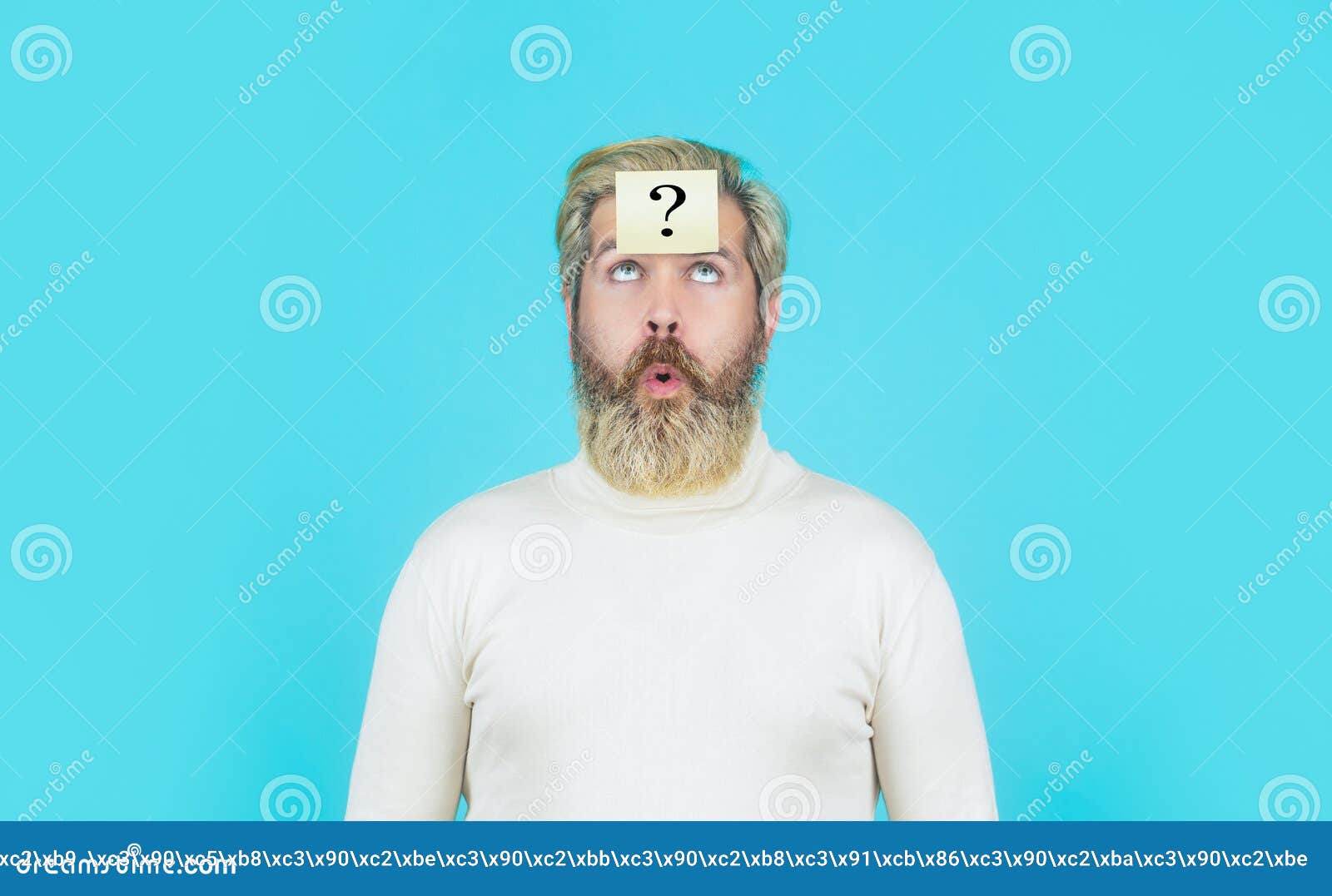 Thinking Man Question Mark on Blue Background. Man with Question Mark on Looking Up. Paper Notes with Stock - Image of doodle, choice: 226434406