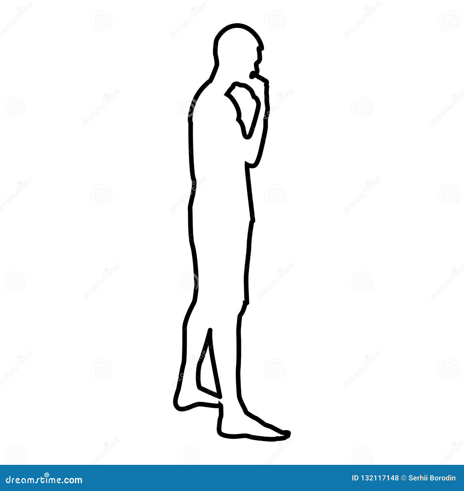 Thinking Man Standing Silhouette Pensive Person Side View Icon Black