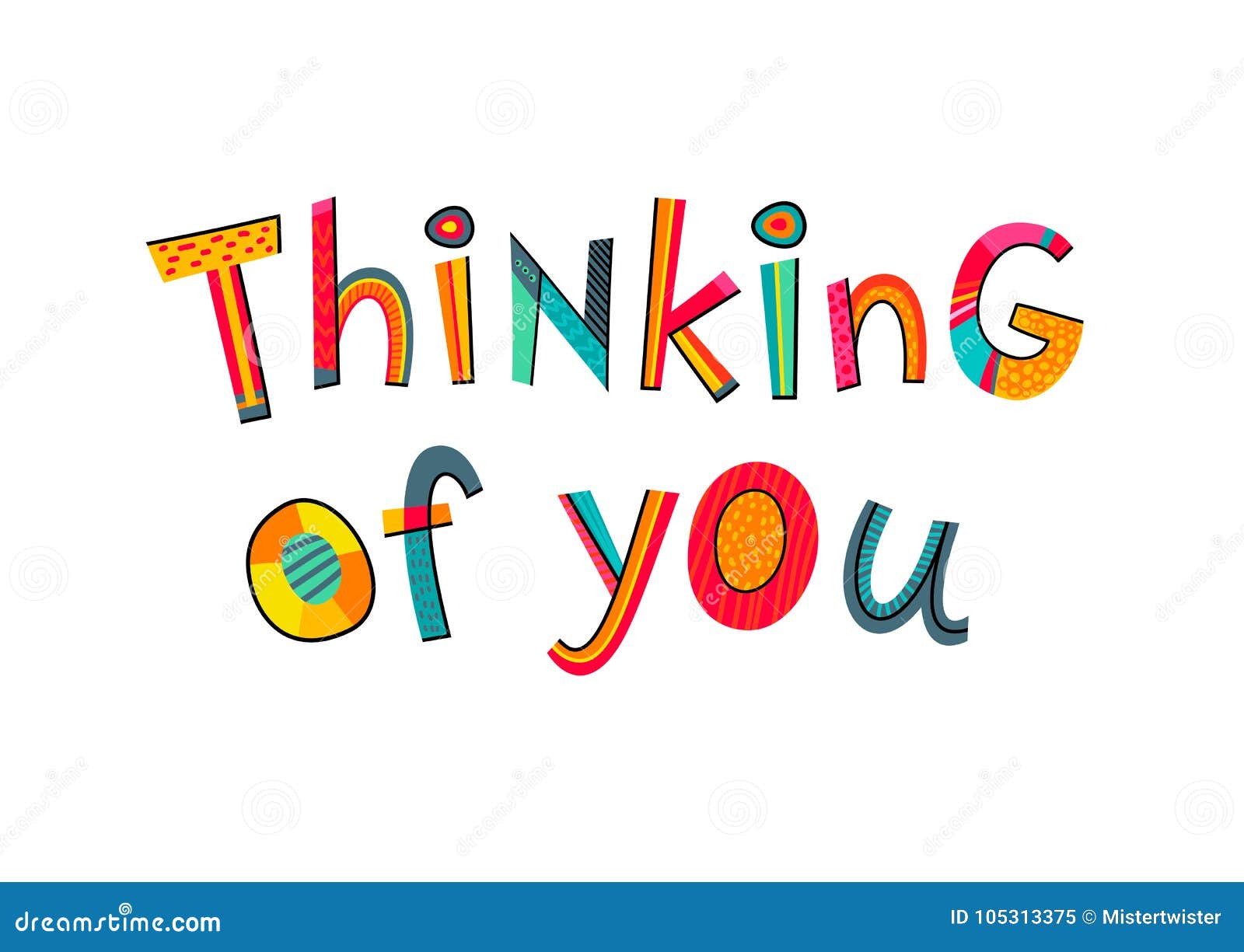 Thinking of You Text. Typography for Card, Poster, Invitation or Stock