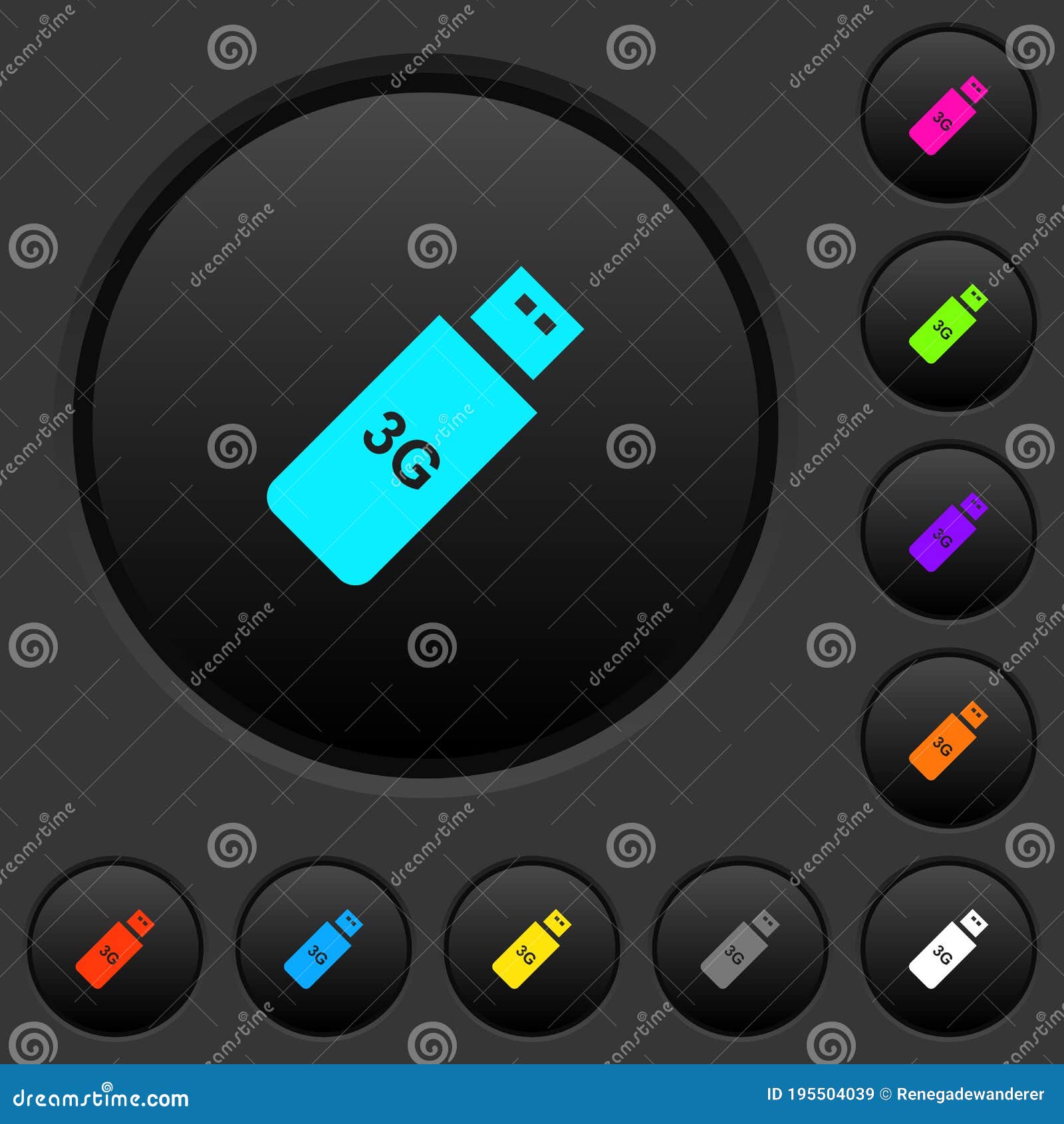 third generation mobile stick dark push buttons with color icons