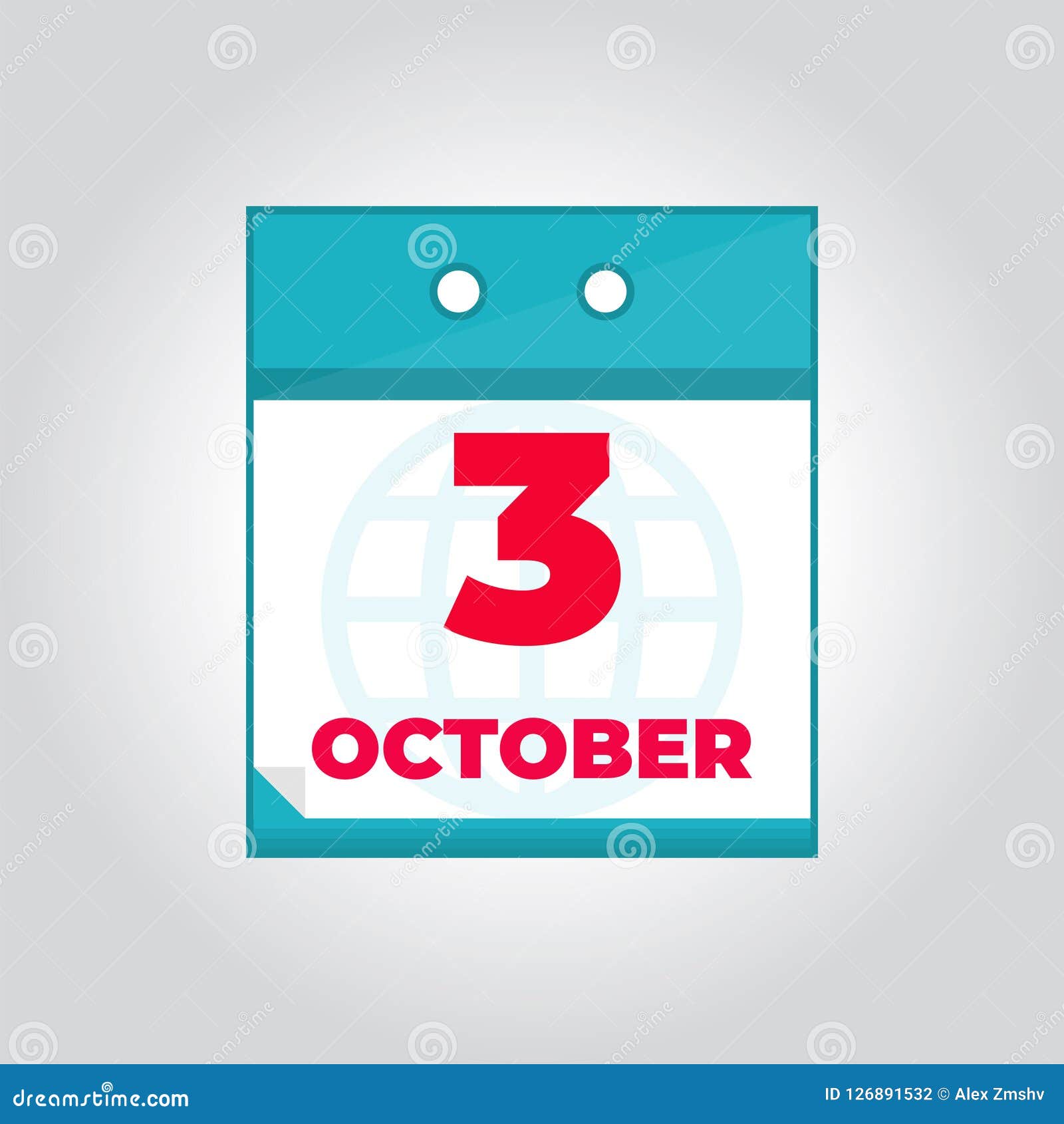 Third 3 October Flat Vector Daily Calendar Icon Stock Vector