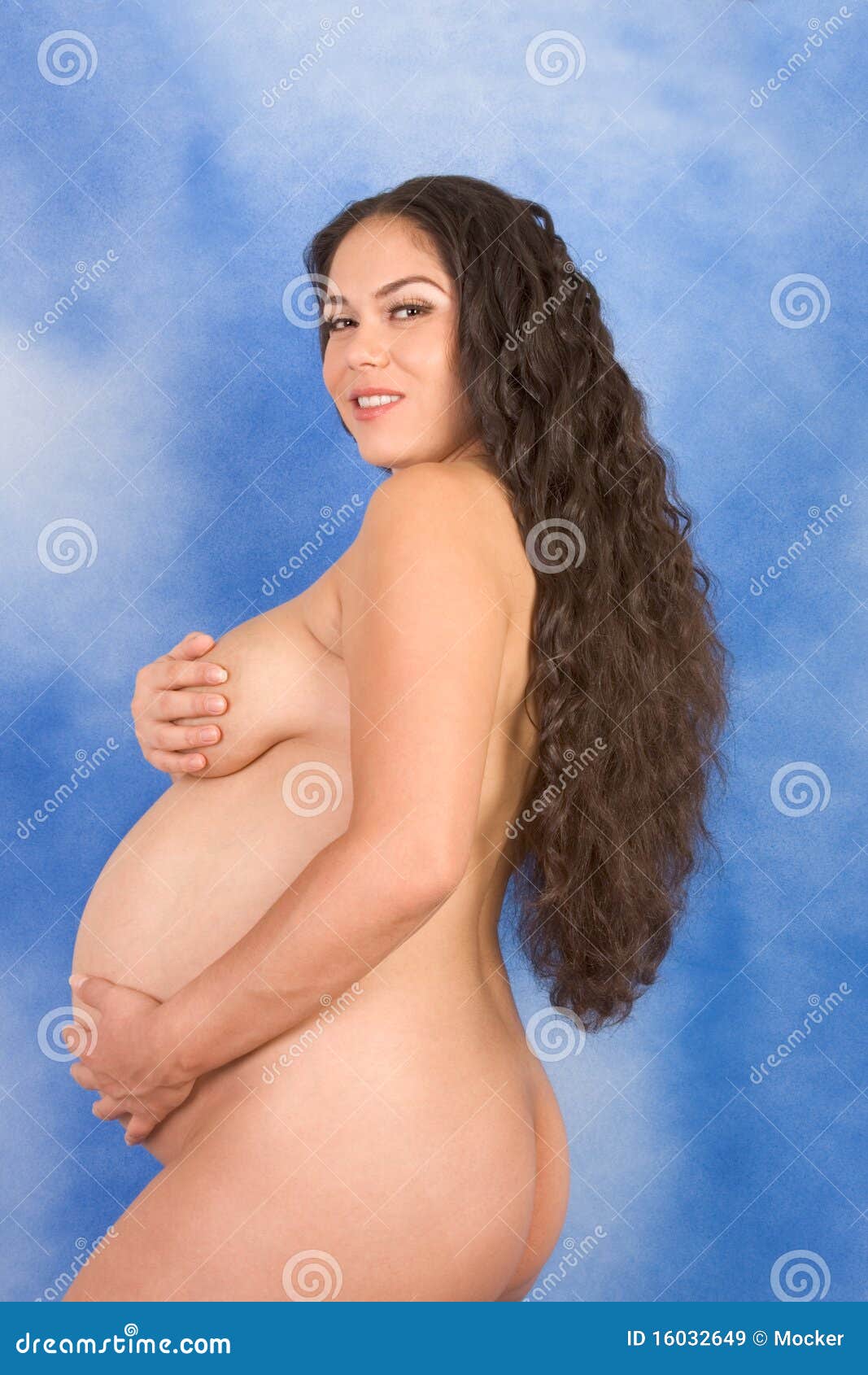 Pregnant Porn Latina - Third Trimester Nude Pregnant Hispanic Woman Stock Image ...