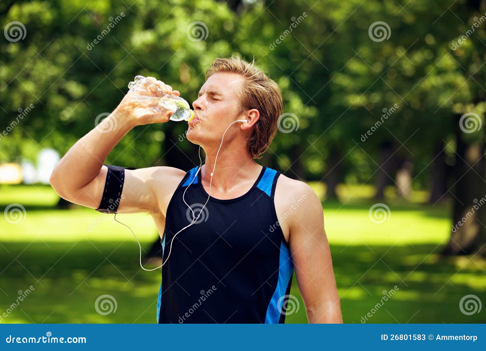 Thirsty Athlete Drinking Water Stock Image Image of park, holding