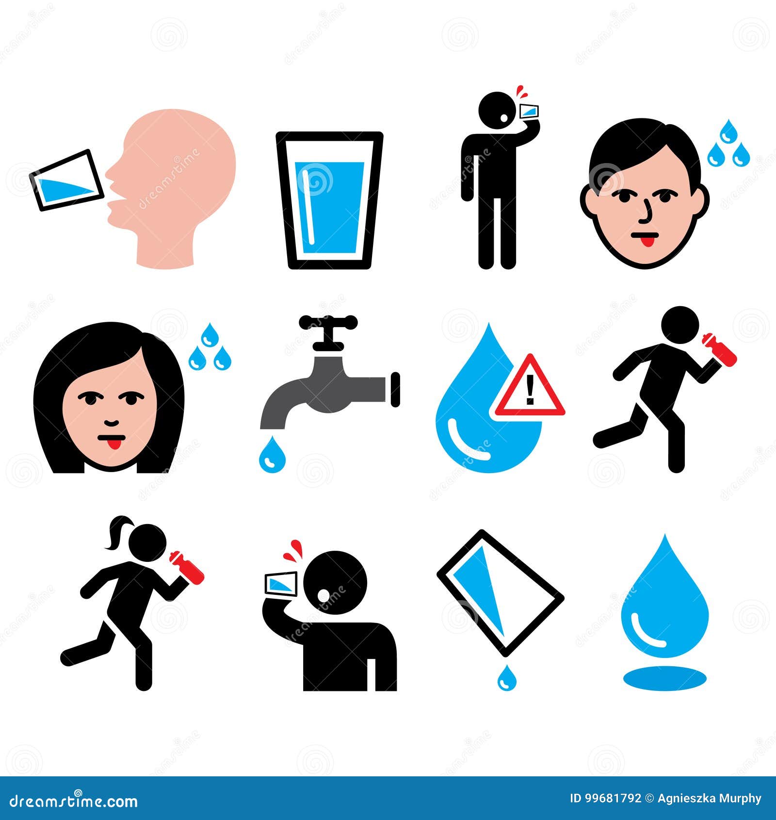 Dehydration Symptoms Infographic Dry Mouth And Thirsty Vector De Stock