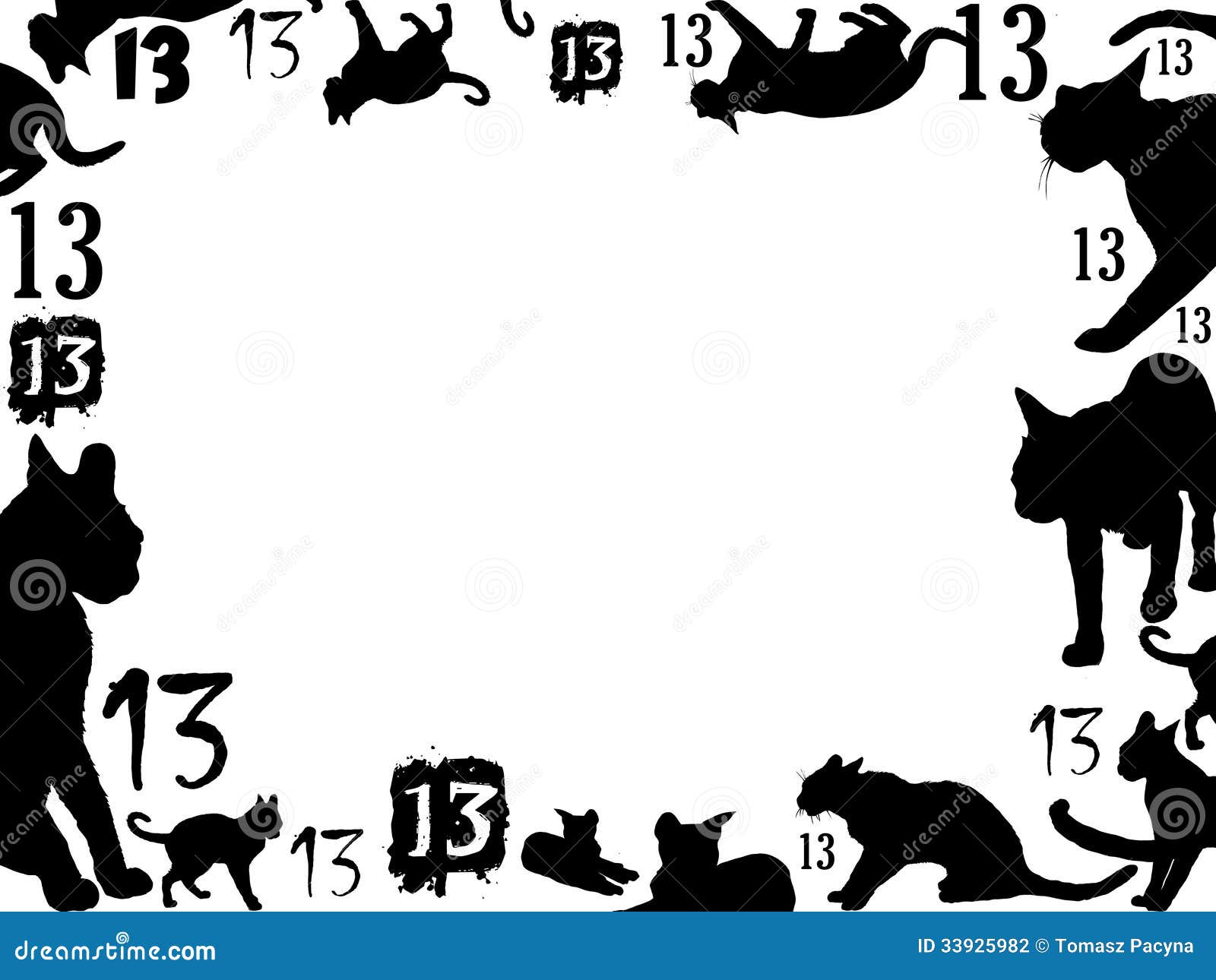 Thirteen black cats frame stock illustration. Illustration of isolated 33925982