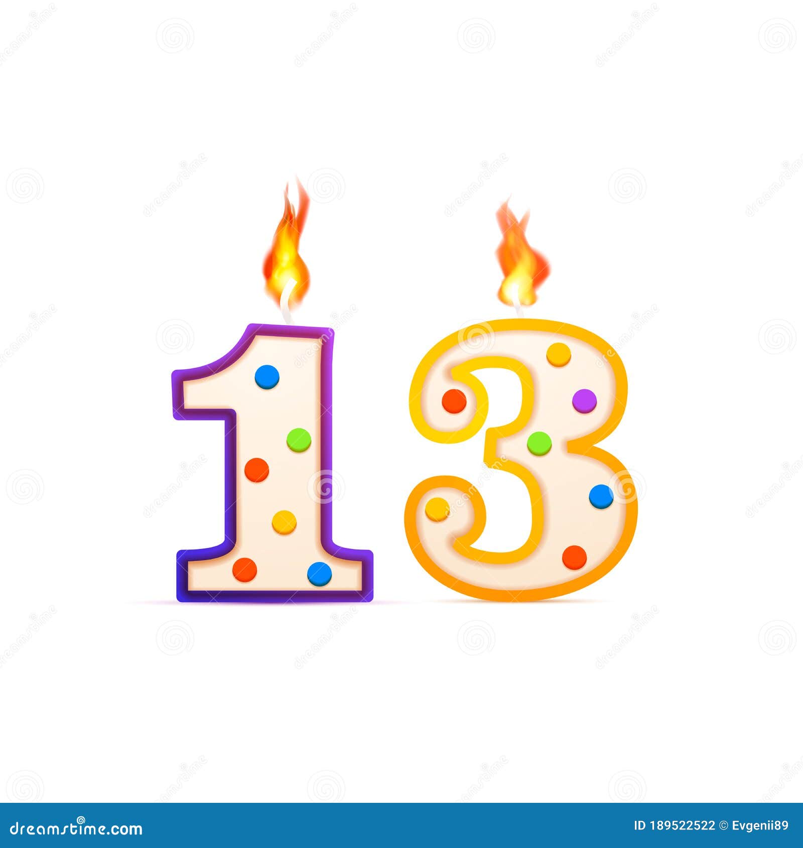 Thirteen Years Anniversary, 13 Number Shaped Birthday Candle with Fire ...